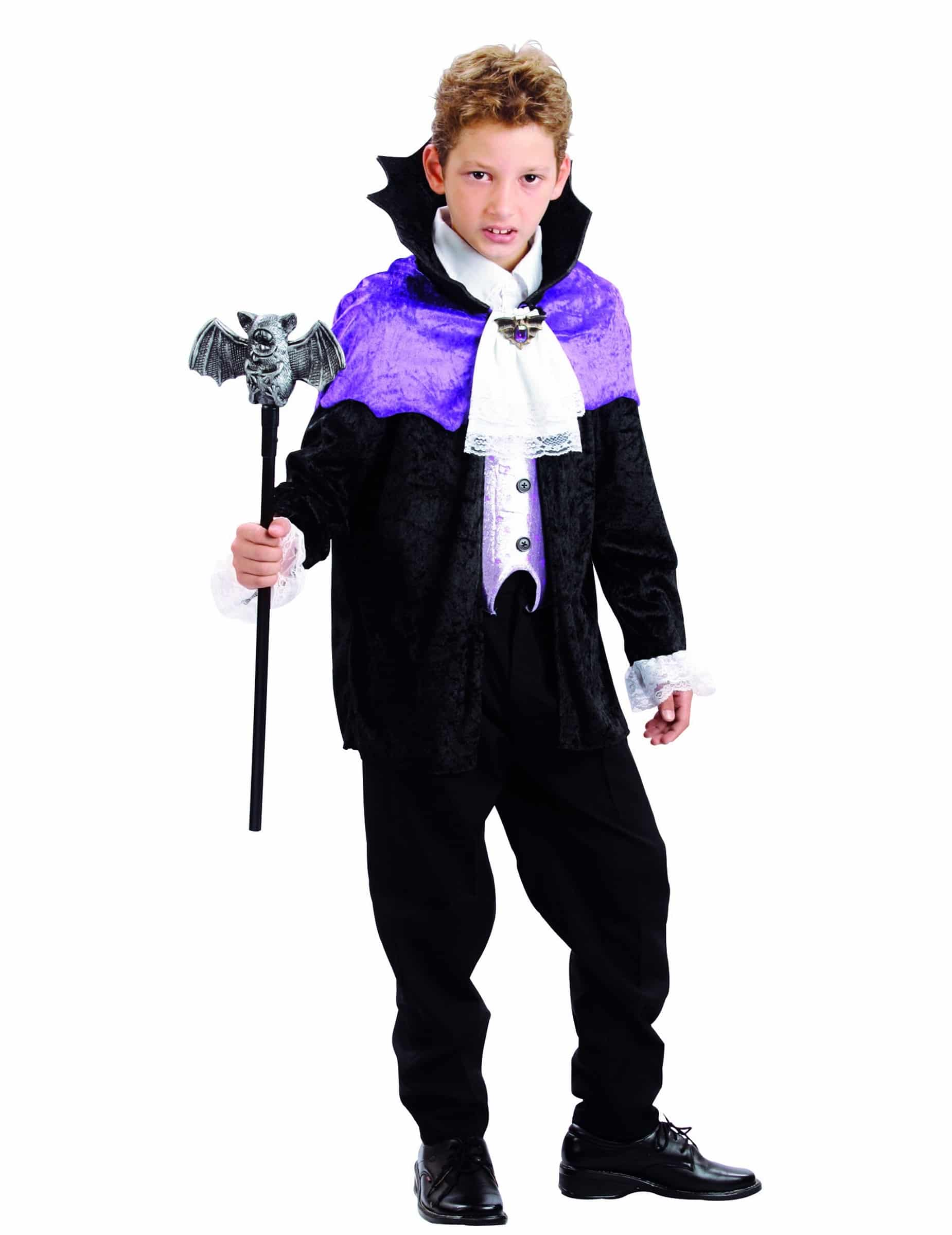 Vampirgraf Kinder-Kostüm lila-weiss-schwarz
