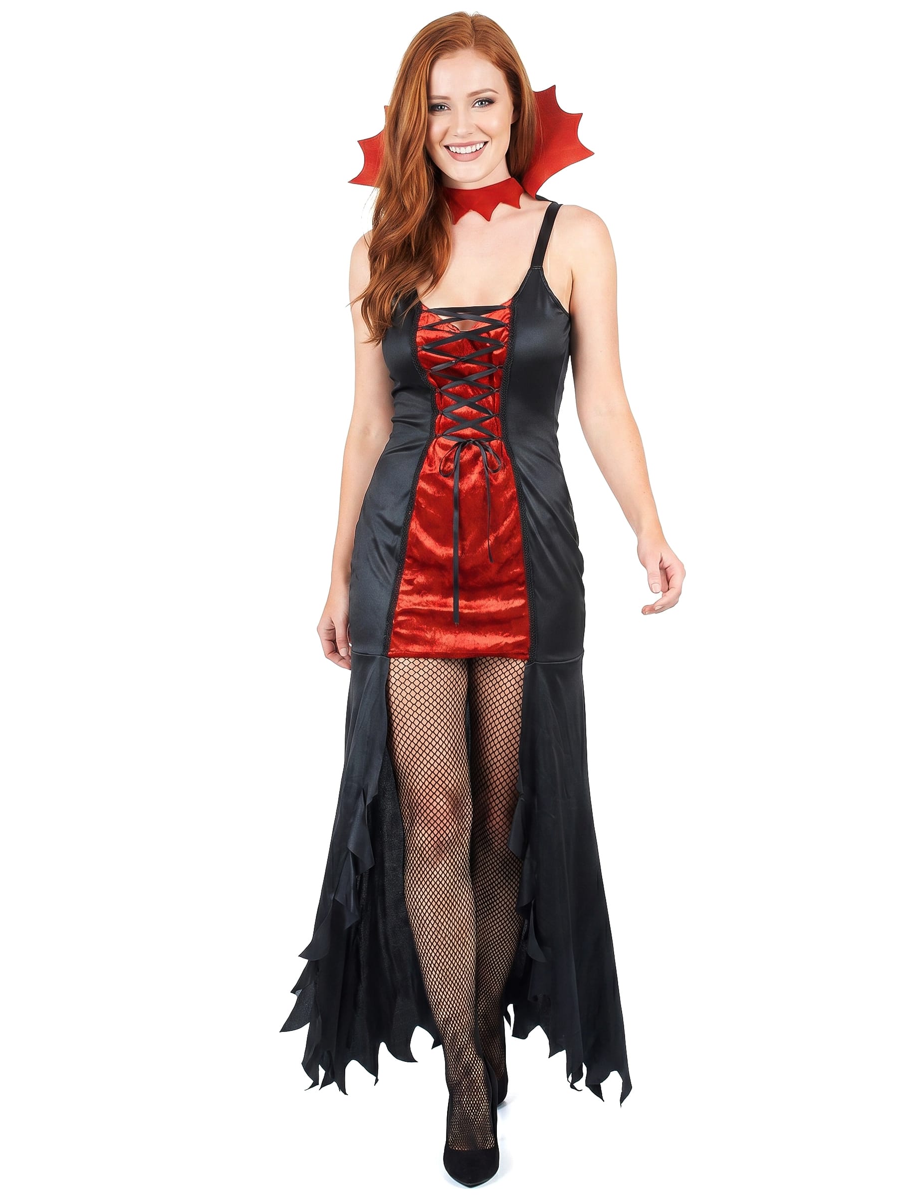 Vampirinnen Damenkostüm Halloween schwarz-rot