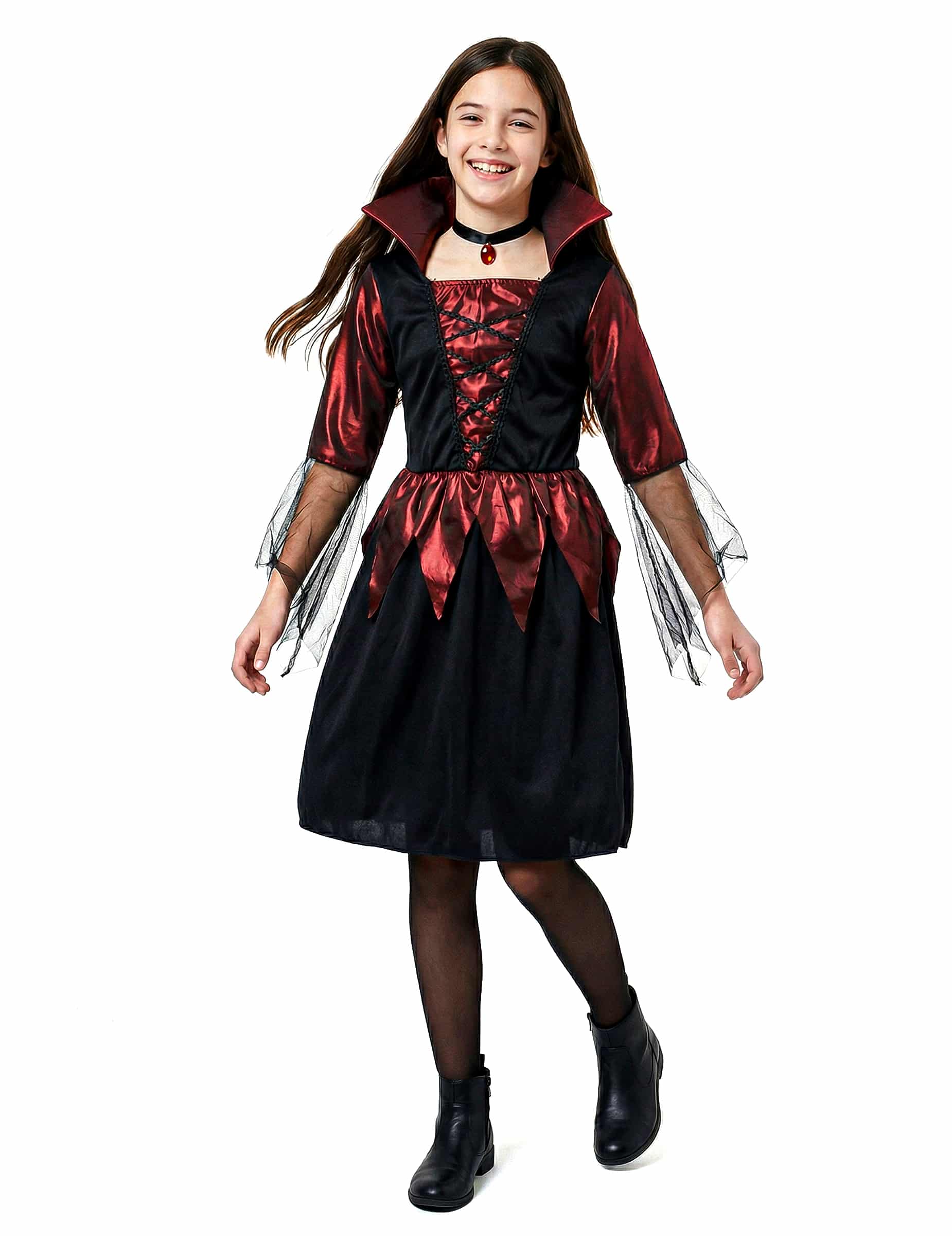 Vampirlady Halloween Kinderkostüm schwarz-rot