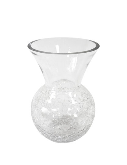 Vase in runder Form Craquelé-Optik 16 x 23 cm Glas