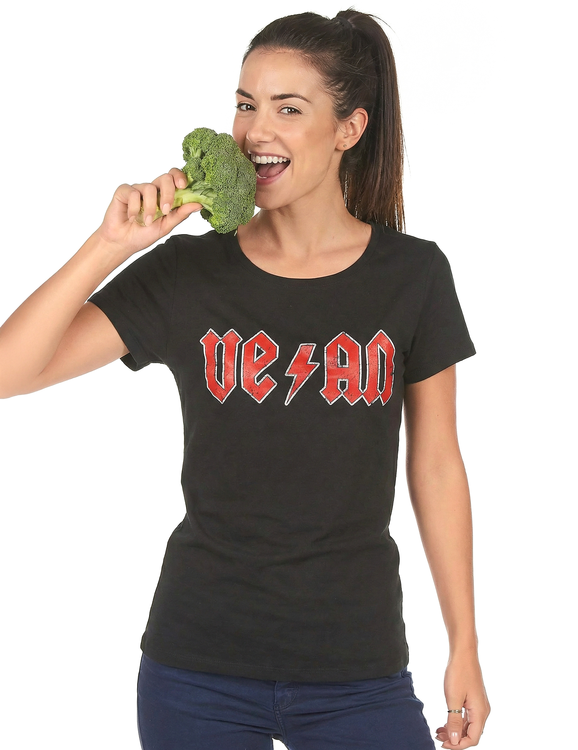 Veganer Damen-Shirt schwarz-rot