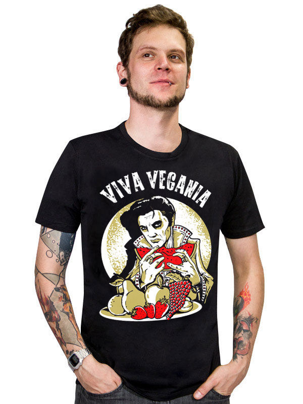 Veganer-Shirt T-Shirt Viva Vegania schwarz-gold-rot