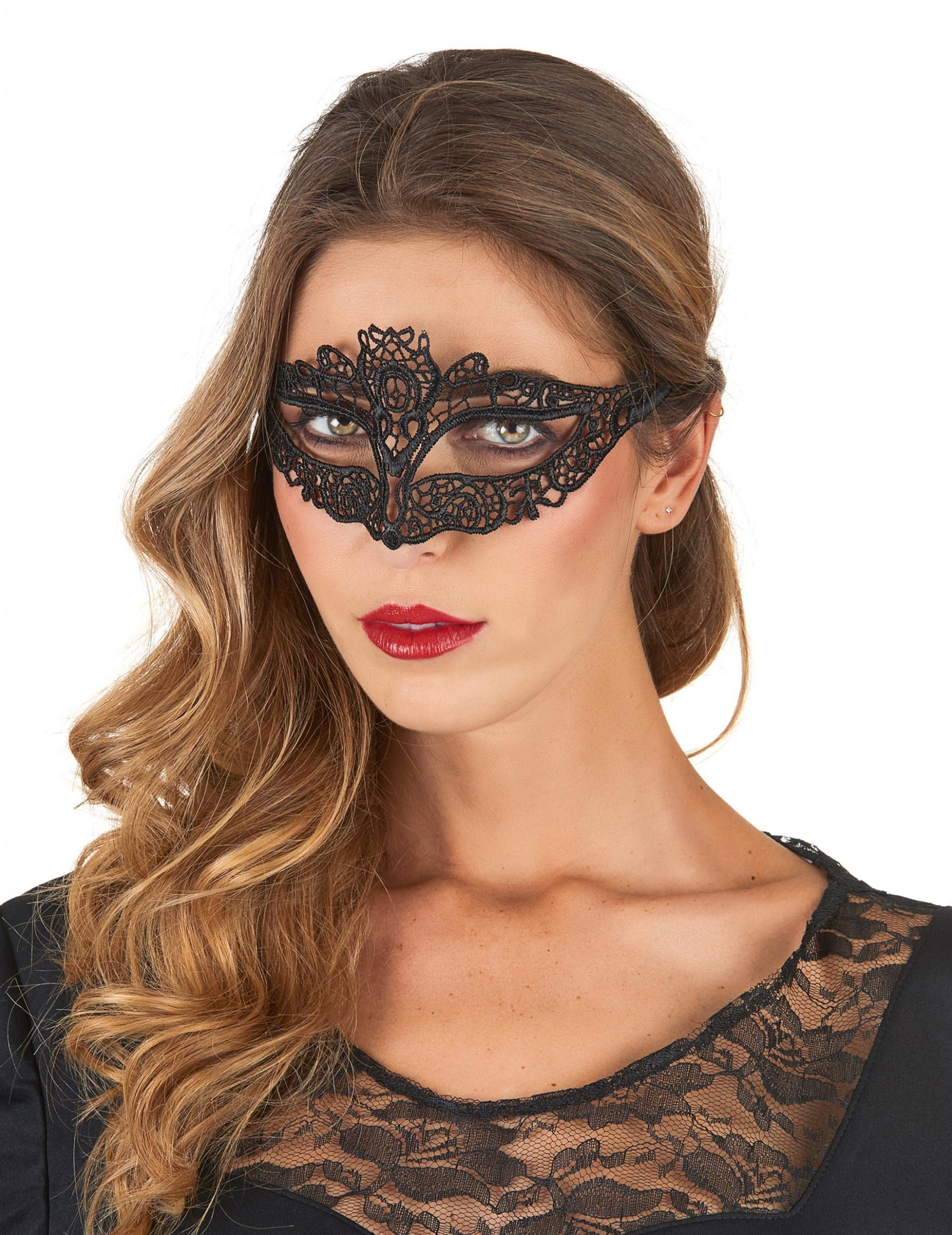 Venezianische Augenmaske Spitze schwarz
