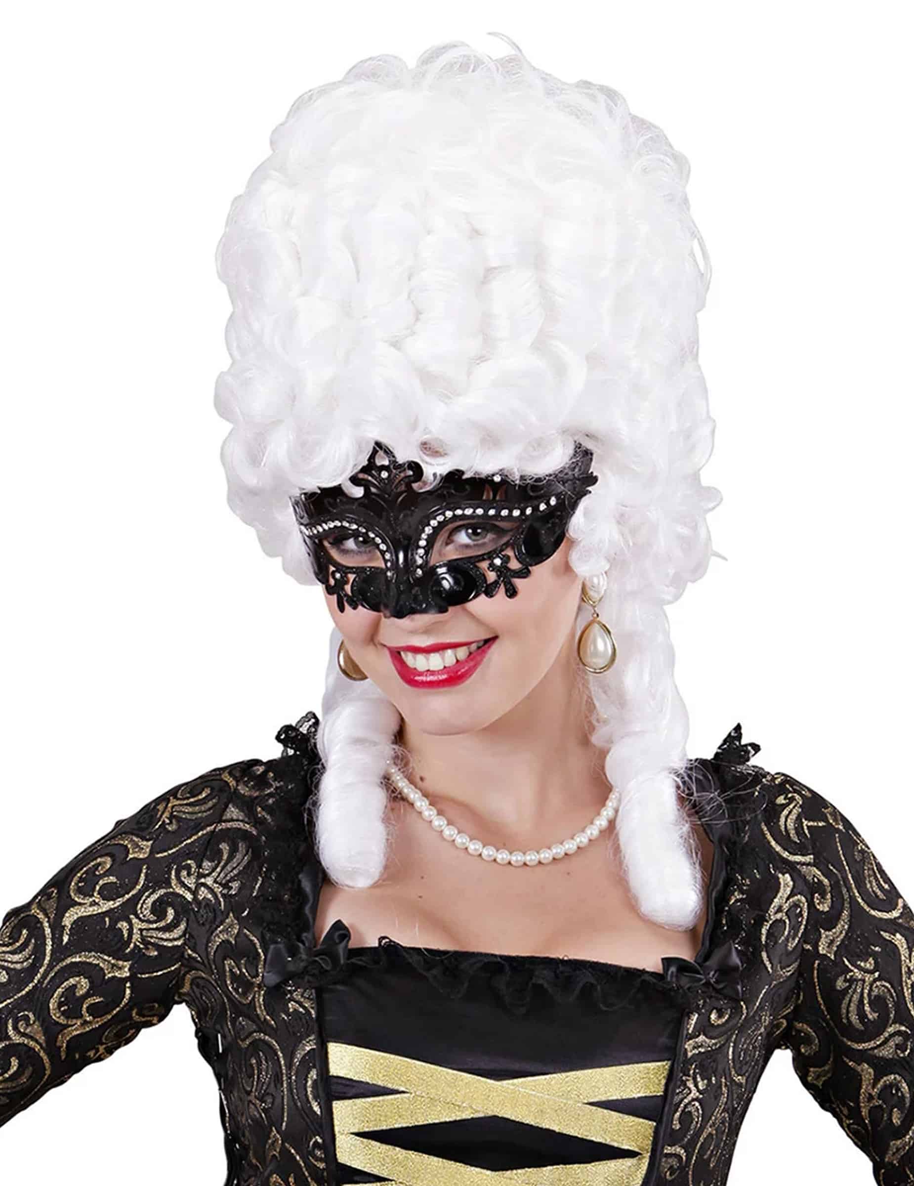 Venezianische Augenmaske mit Glitzer und Strass schwarz