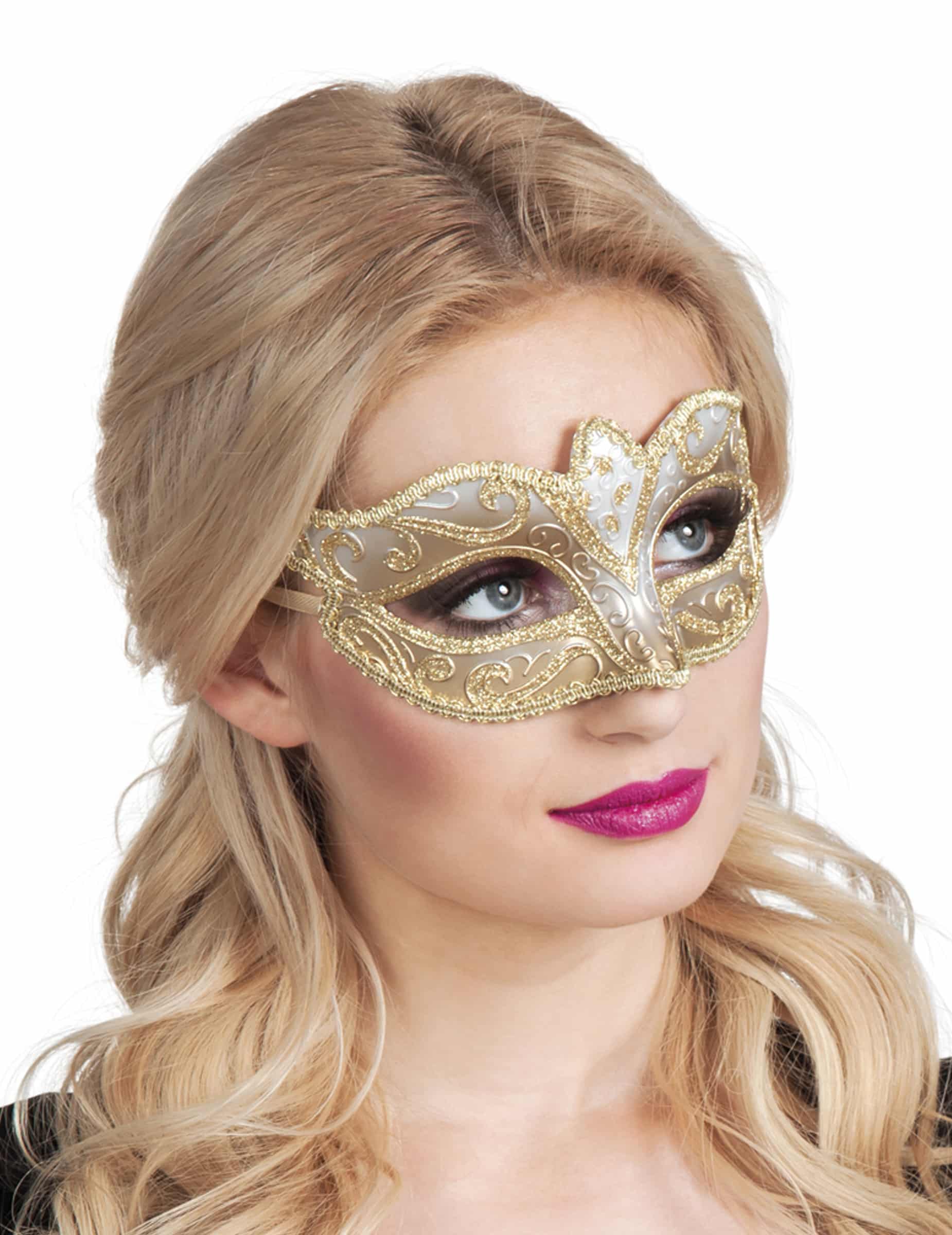 Venezianische Maske weiss-gold