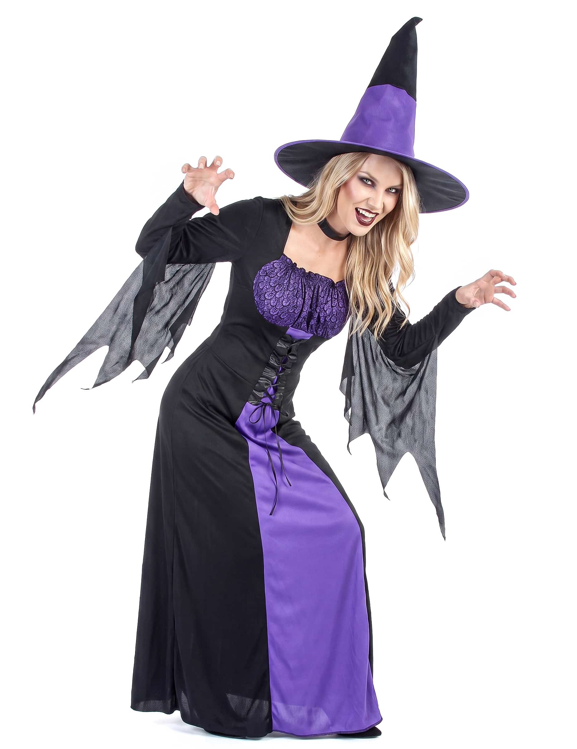 Verführerische Gothic-Hexe Damenkostüm schwarz-lila