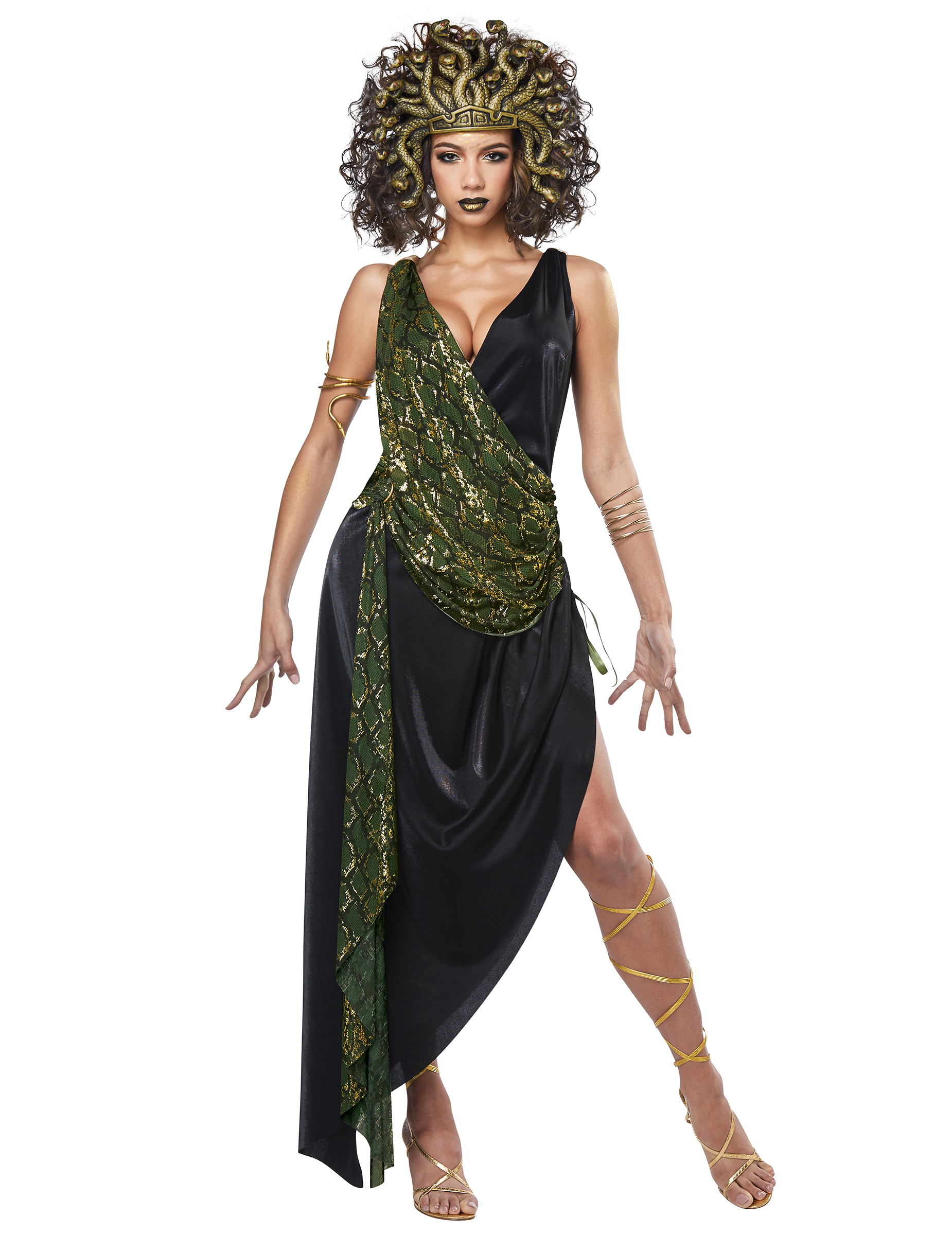 Verführerisches Medusa-Kostüm für Damen Antike-Kostüm schwarz-grün