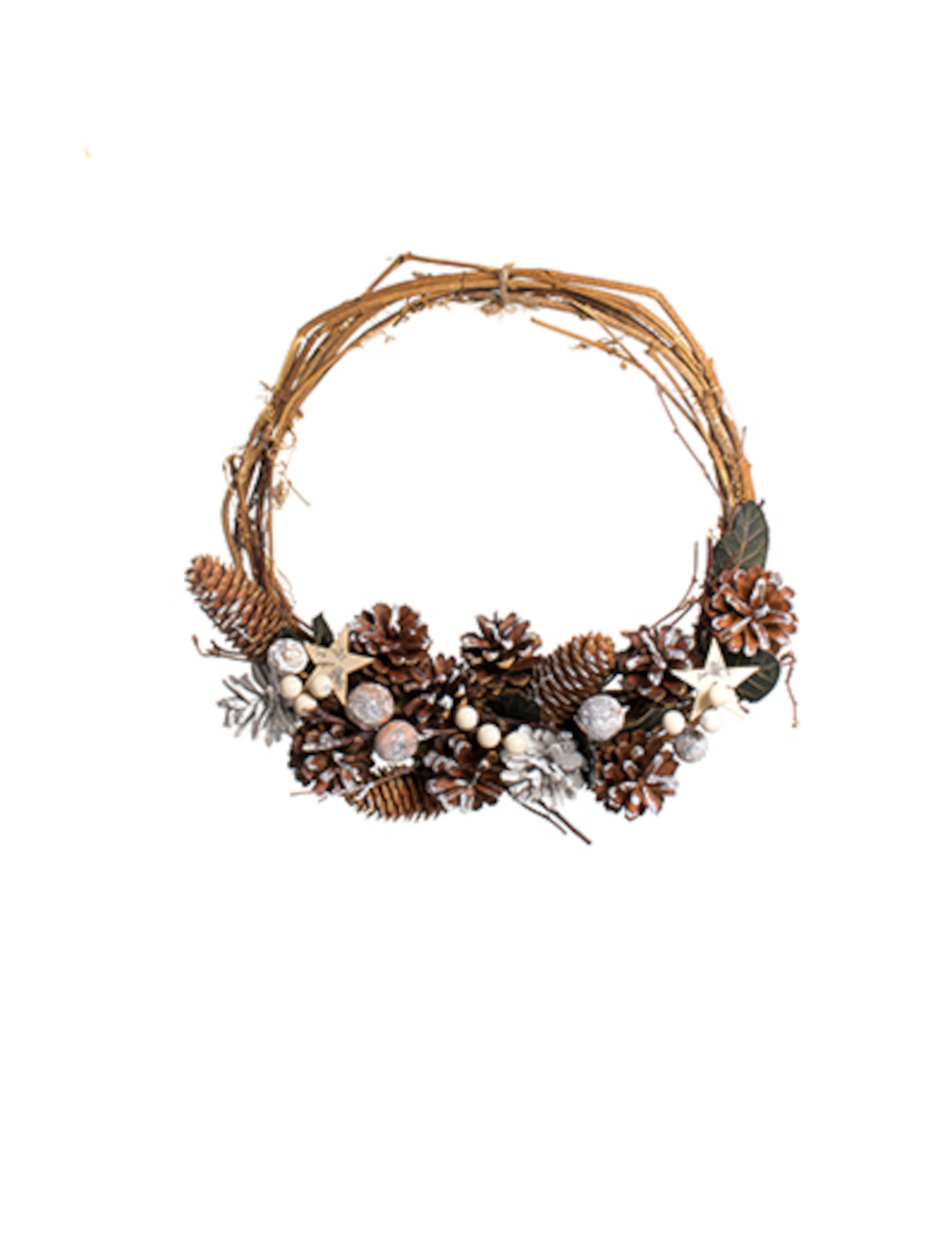 Verschneiter Weihnachtskranz Weihnachts-Hängedeko braun-grün-weiß 30 cm