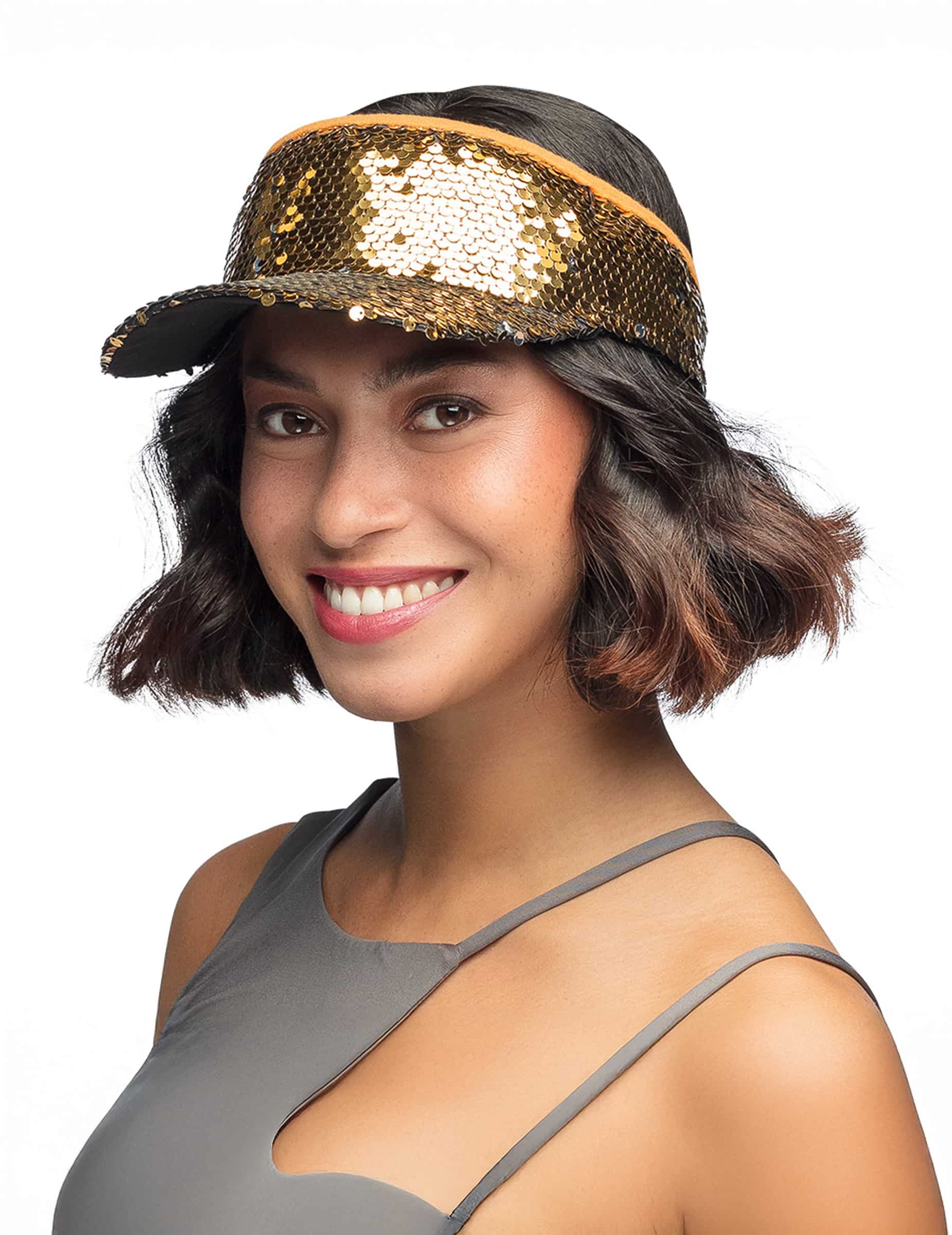 Visor Pailletten Gold – Glitzer-Visier für Erwachsene goldfarben