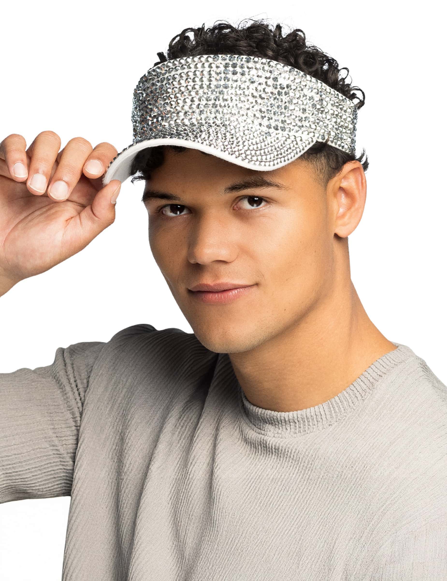 Visor Strass Silber – Visiere mit Strasssteinen für Erwachsene silber