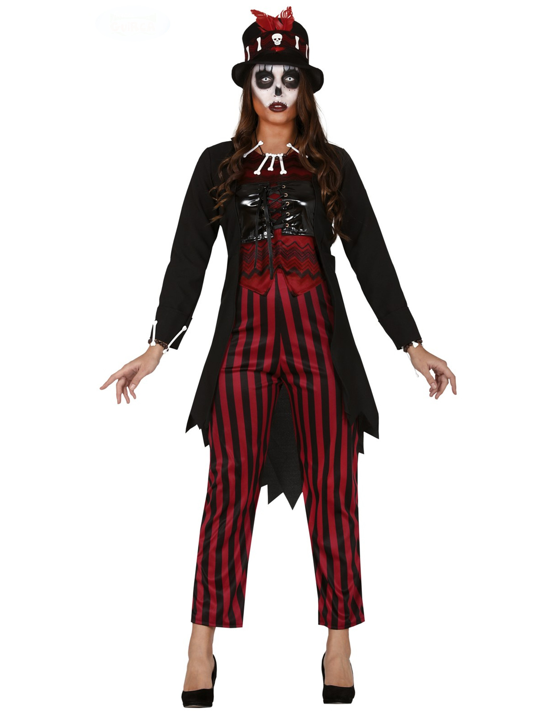 Voodoo-Hexen-Kostüm Voodoo-Priesterin rot-schwarz