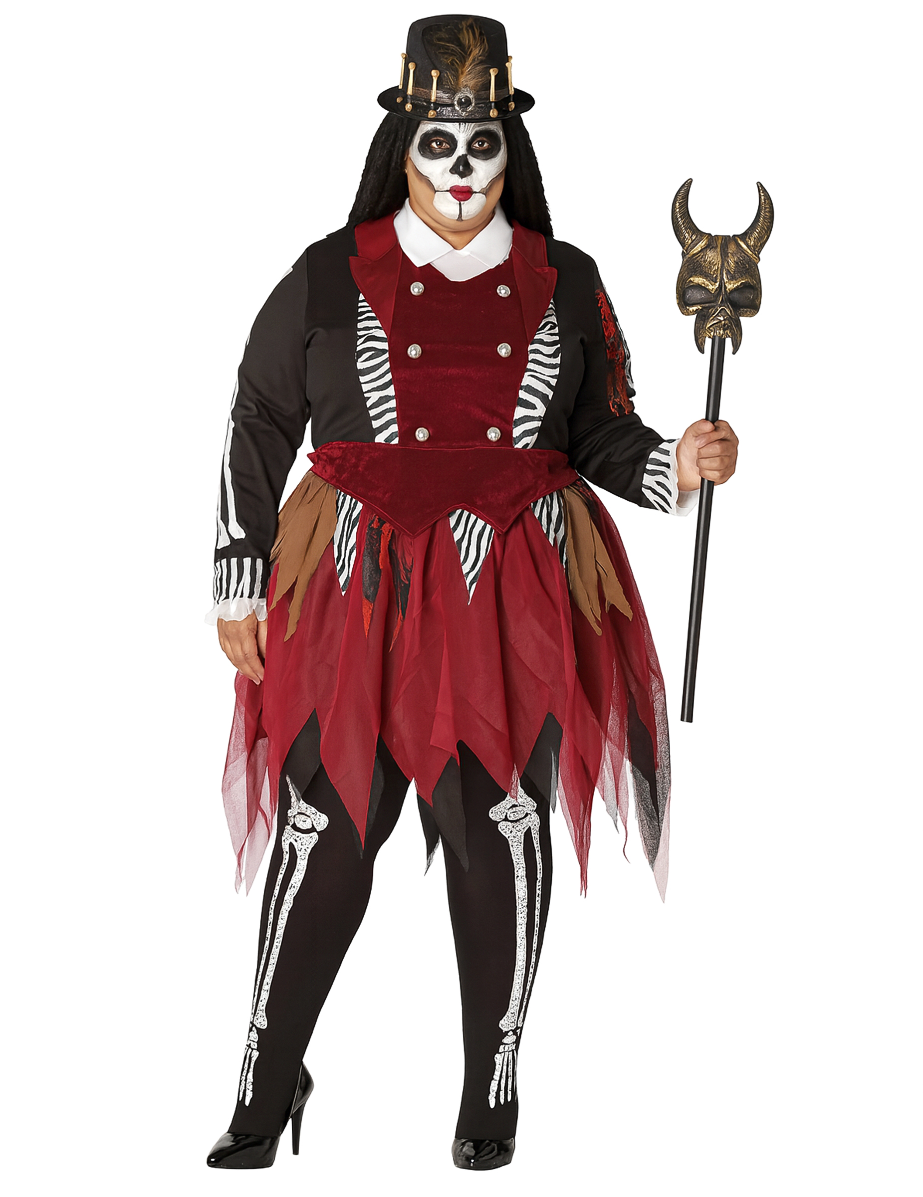 Voodoo-Kostüm für Damen Halloween-Kostüm für Damen schwarz-weiss