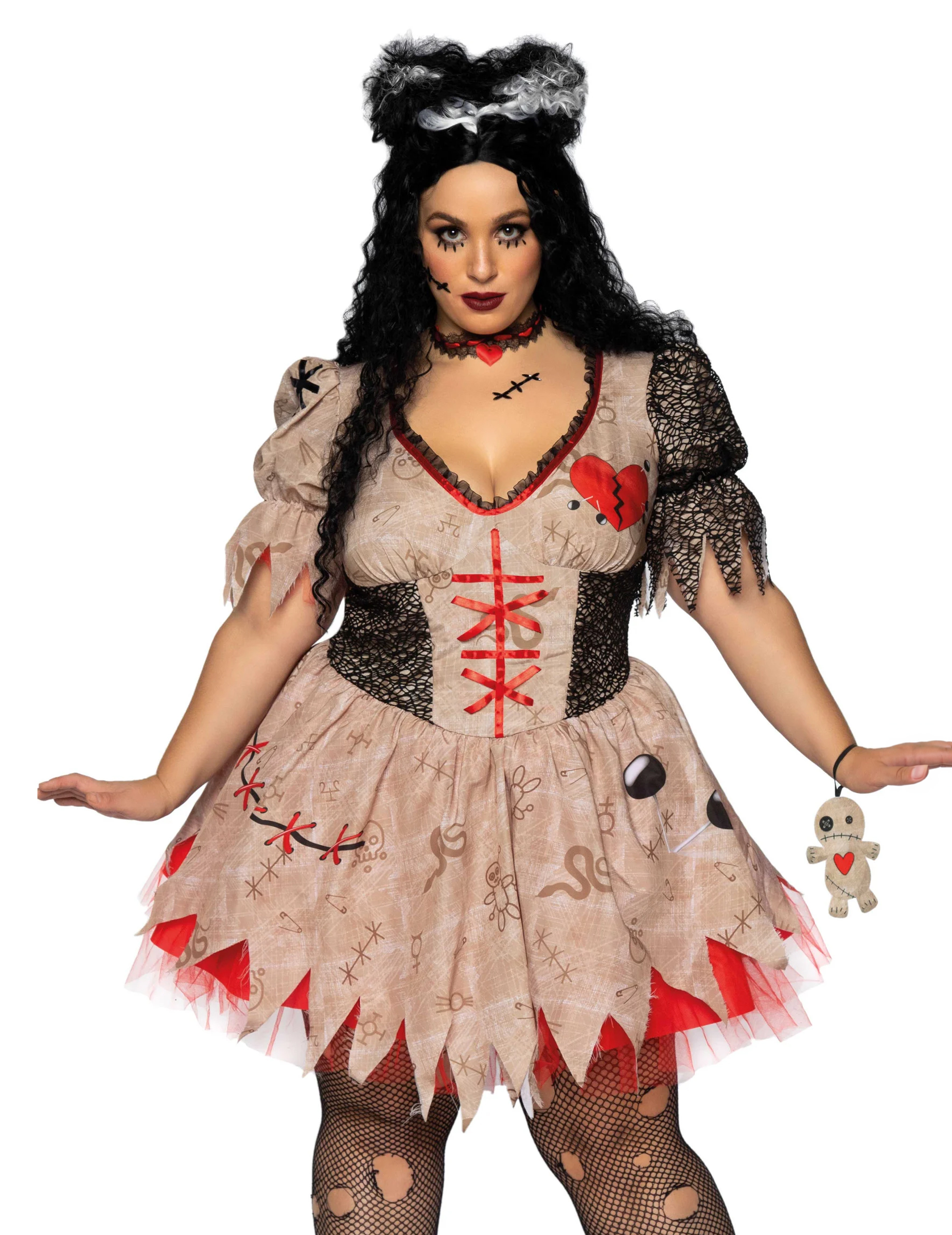 Voodoo-Kostüm für Damen in Übergröße Halloween-Kostüm braun-rot