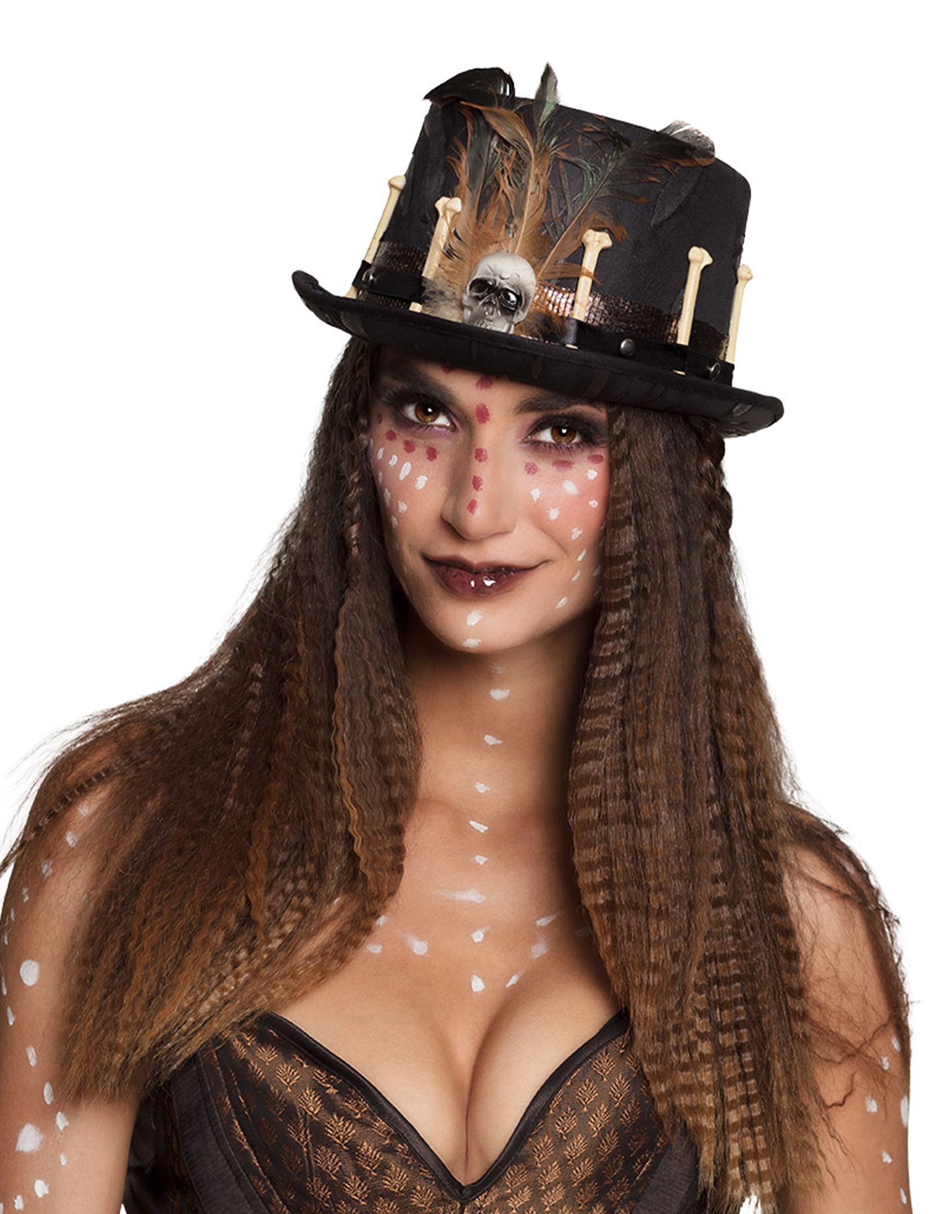 Voodoo-Zylinder Halloween-Kostümaccessoire schwarz