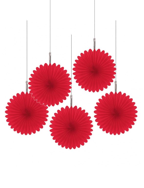 Waben-Hängedekoration Party-Deko 5 Stück rot 15cm