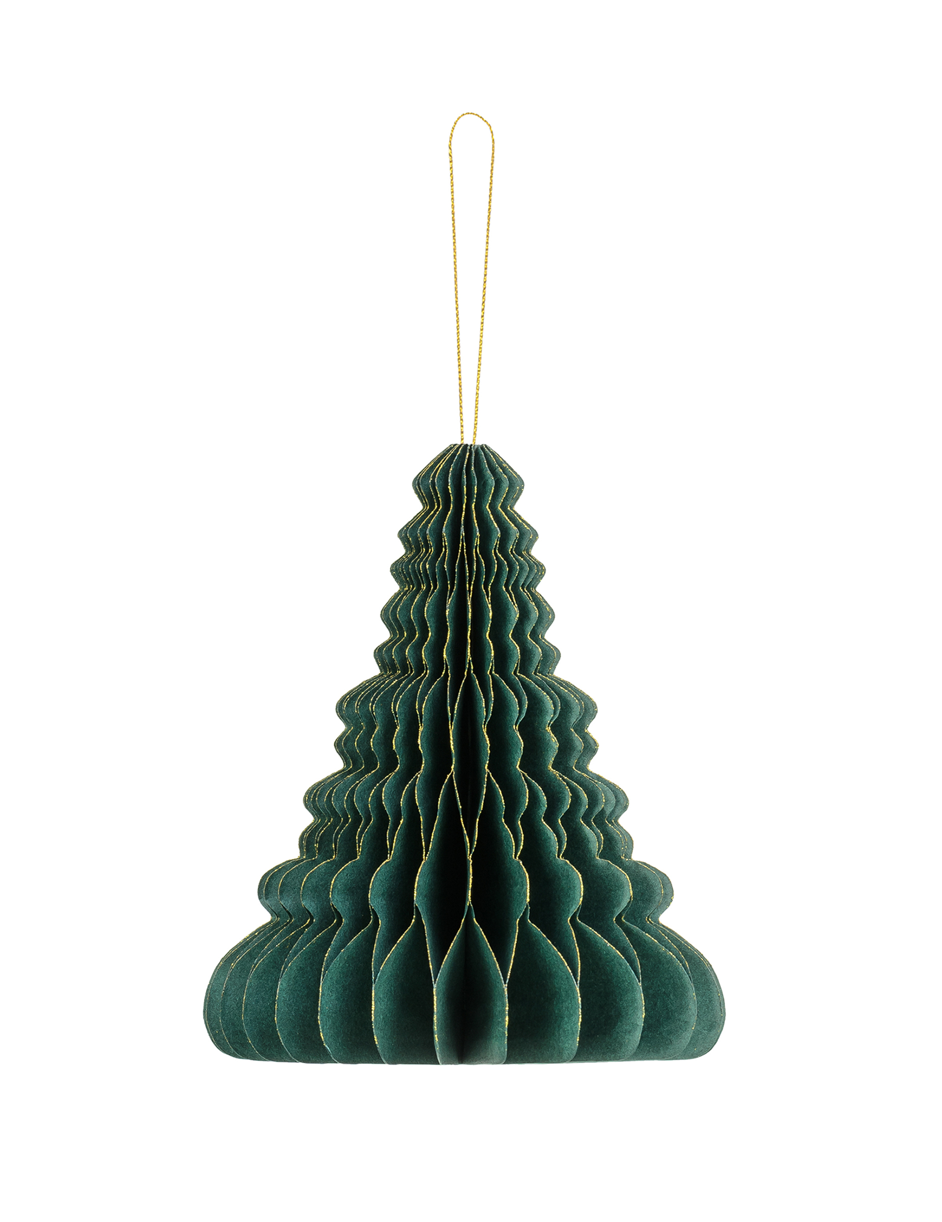Wabenpapier Weihnachtsbaum Dekoration 15 cm Grün + Gold