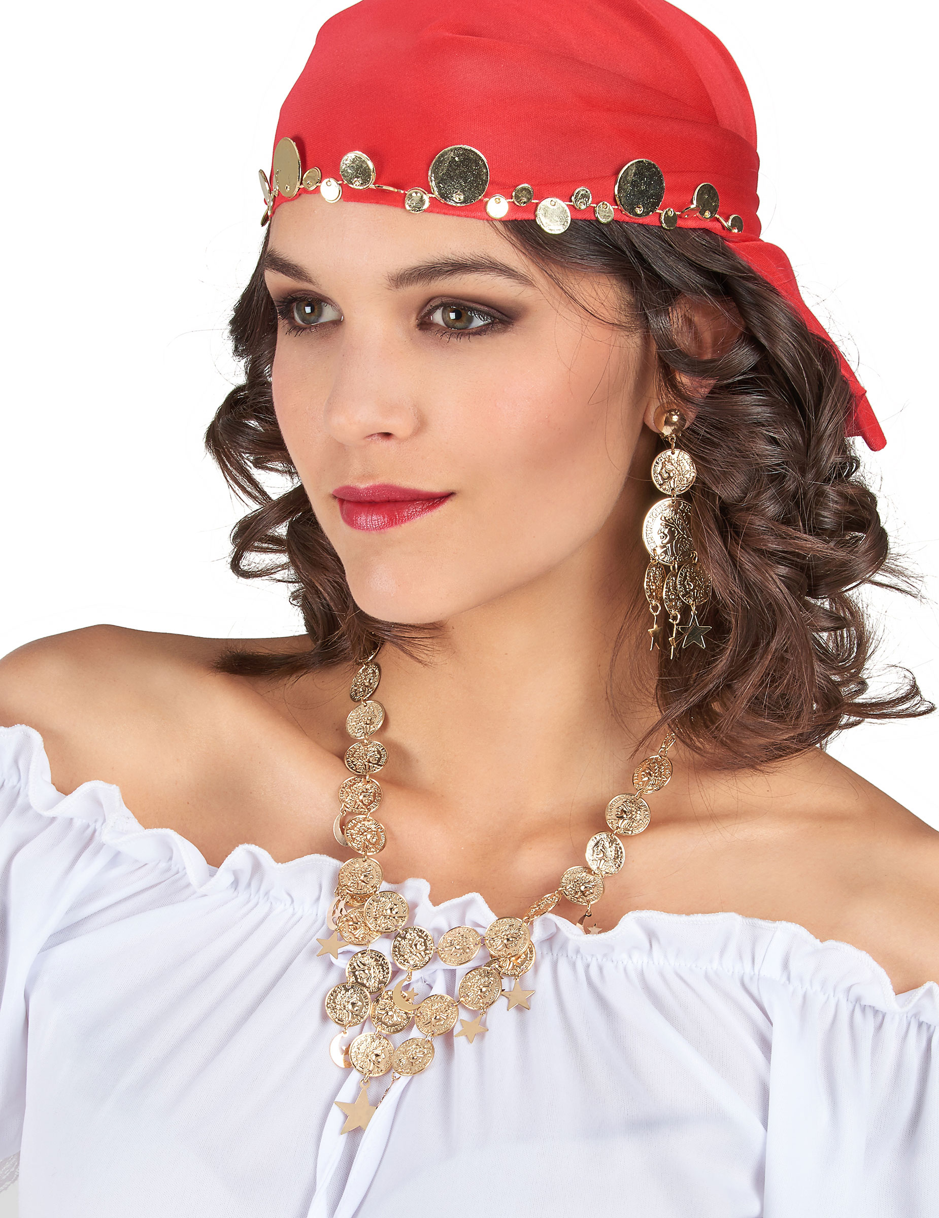 Wahrsager-Schmuckset Kette und Ohrringe Accessoires gold