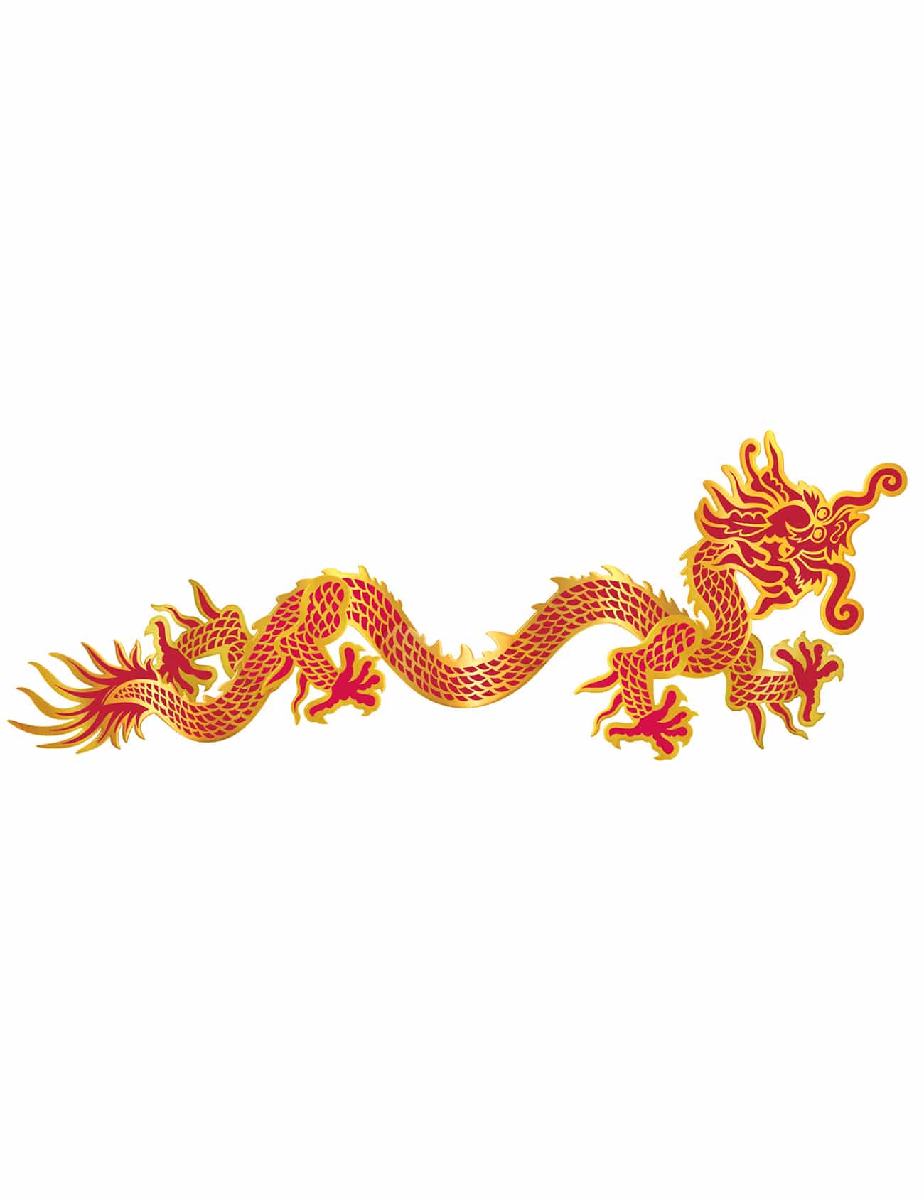 Wanddeko Chinesischer Drache Neujahr rot-gold 96cm