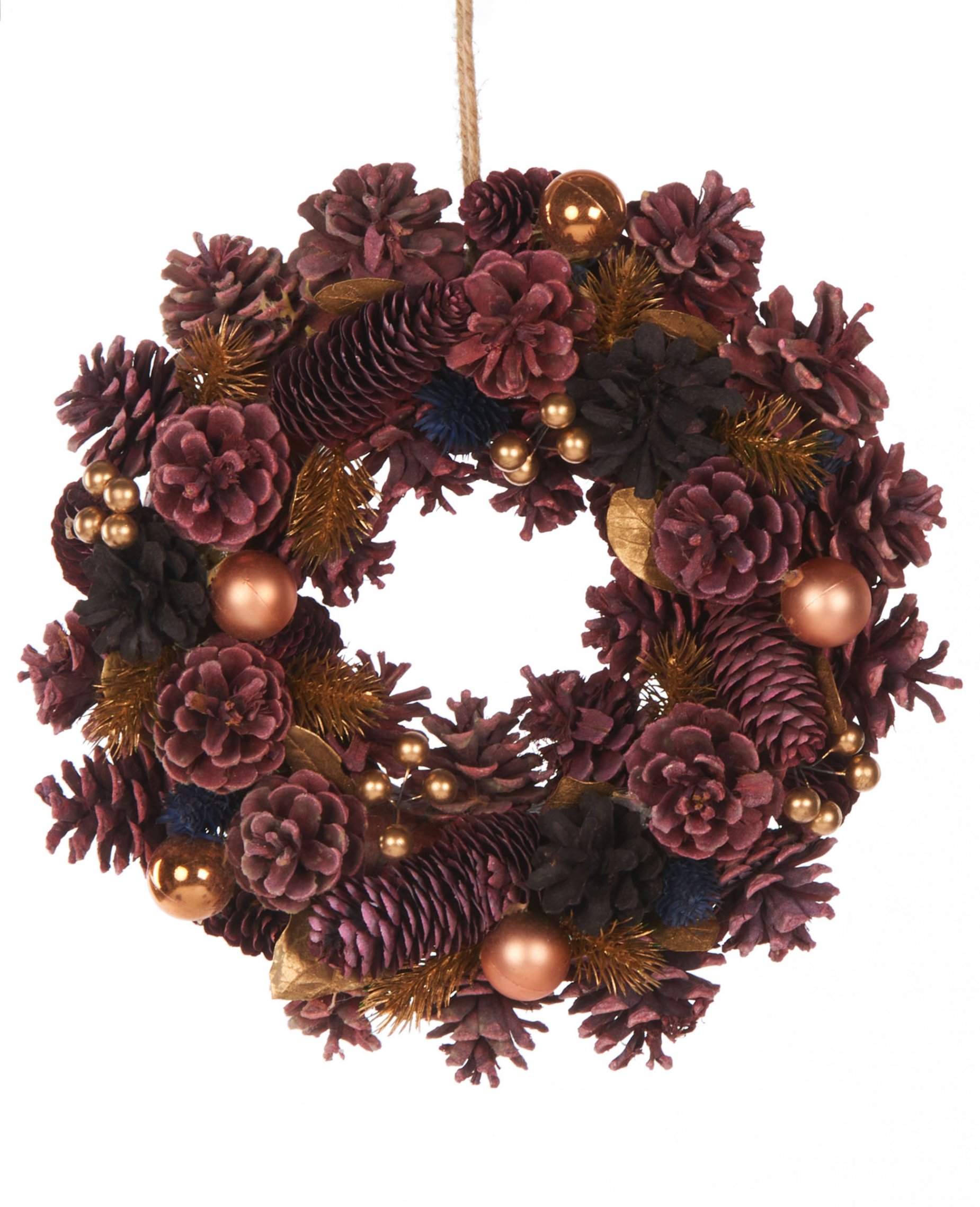 Weihnachten-Türkranz braun-rosa