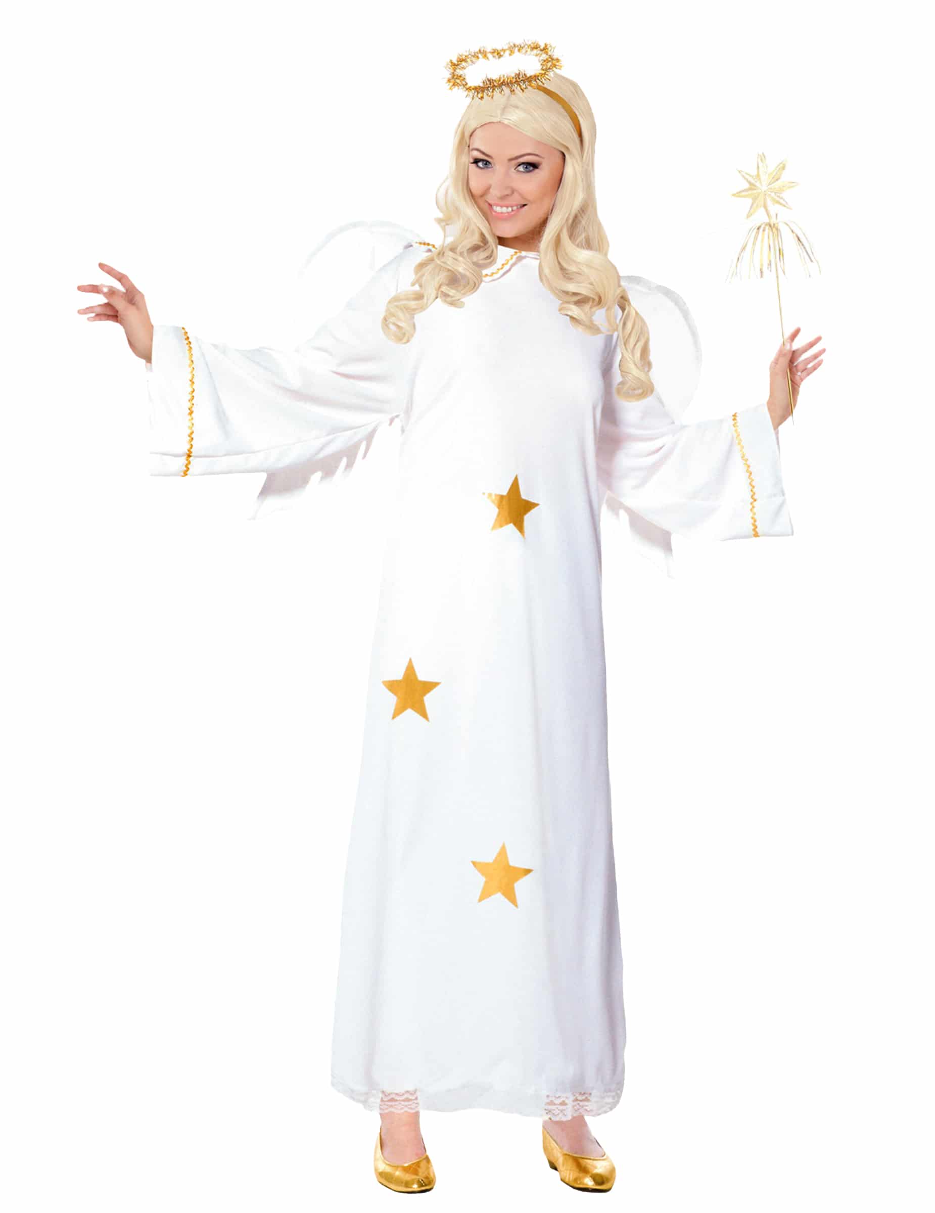 Weihnachtlicher Engel Damenkostüm weiss-gold