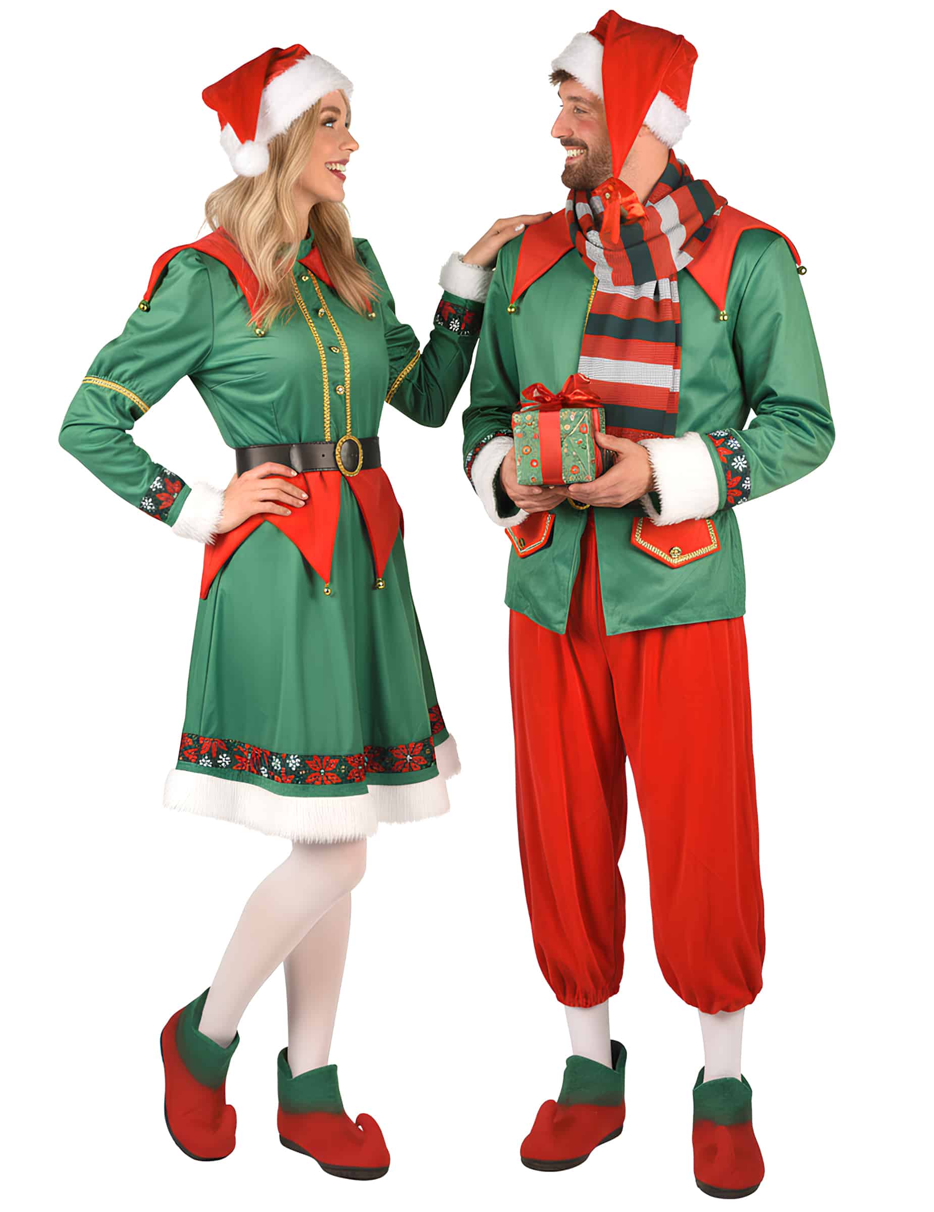 Weihnachts-Elfen Paarkostüm Luxus für Erwachsene