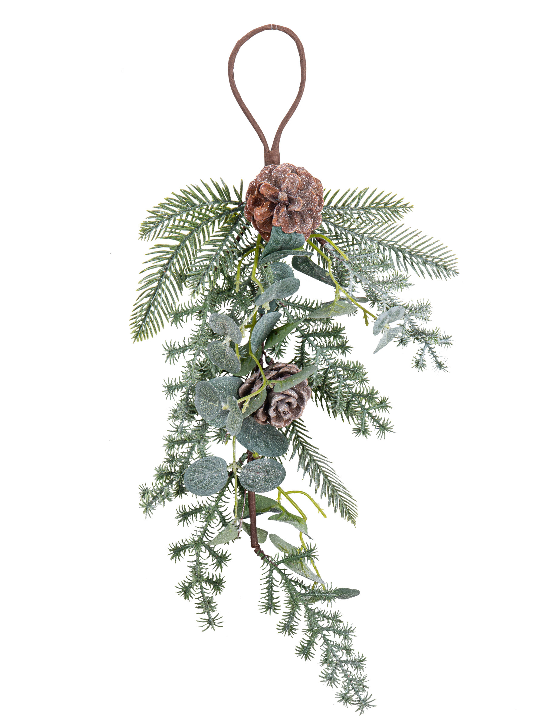 Weihnachts-Hängedeko Tanne und Eukalyptus grün-braun 53 cm
