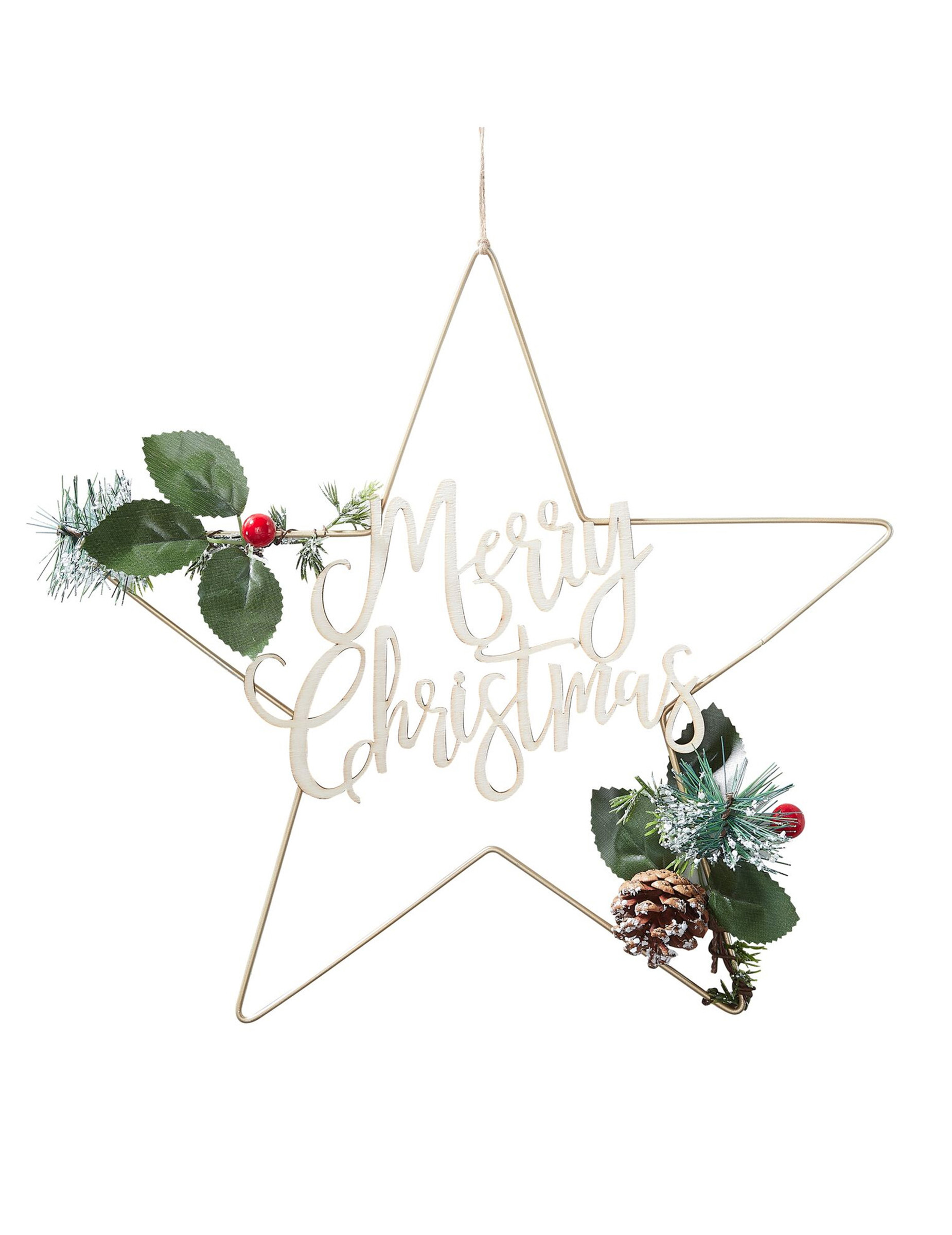 Weihnachts-Sternhänger Gold Metall 32cm Christbaumschmuck