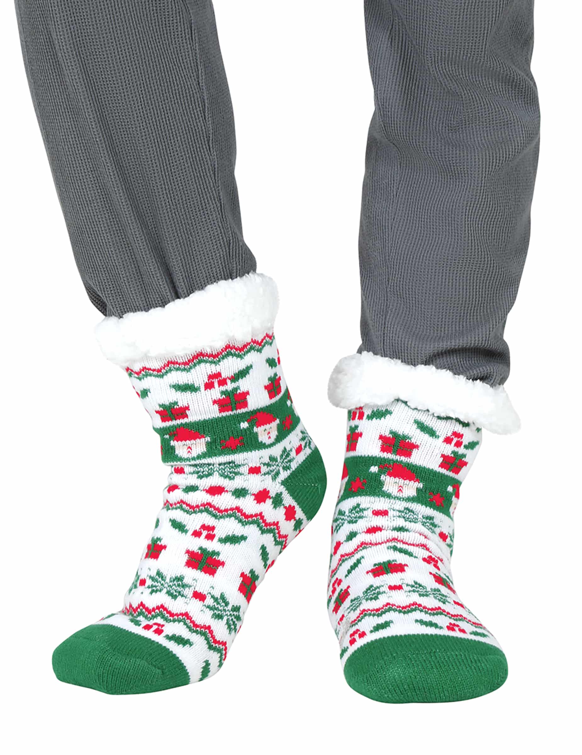 Weihnachts Thermosocken für Erwachsene Weiß Grün