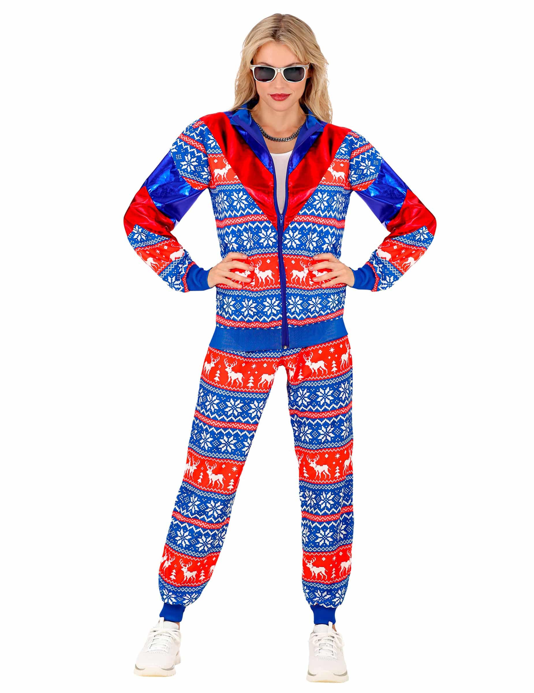 Weihnachts Trainingsanzug Blau Rot Erwachsene