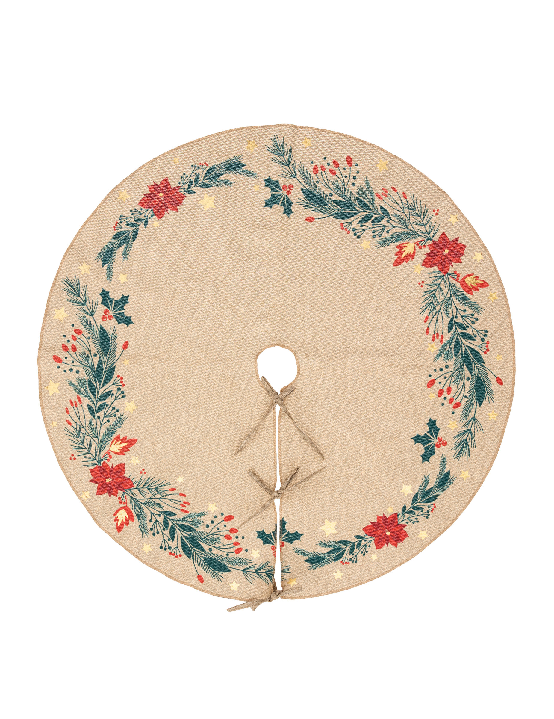 Weihnachtsbaumdecke Poinsettia 90 cm Beige aus Polyester