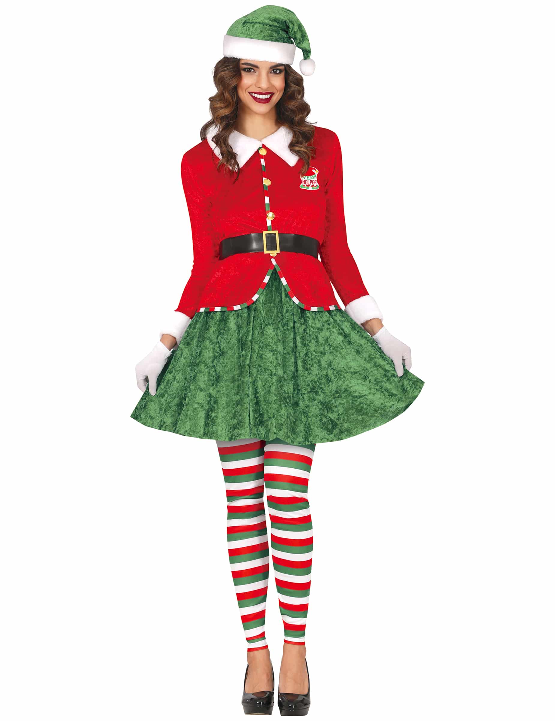 Weihnachtself Damenkostüm Rot Grün