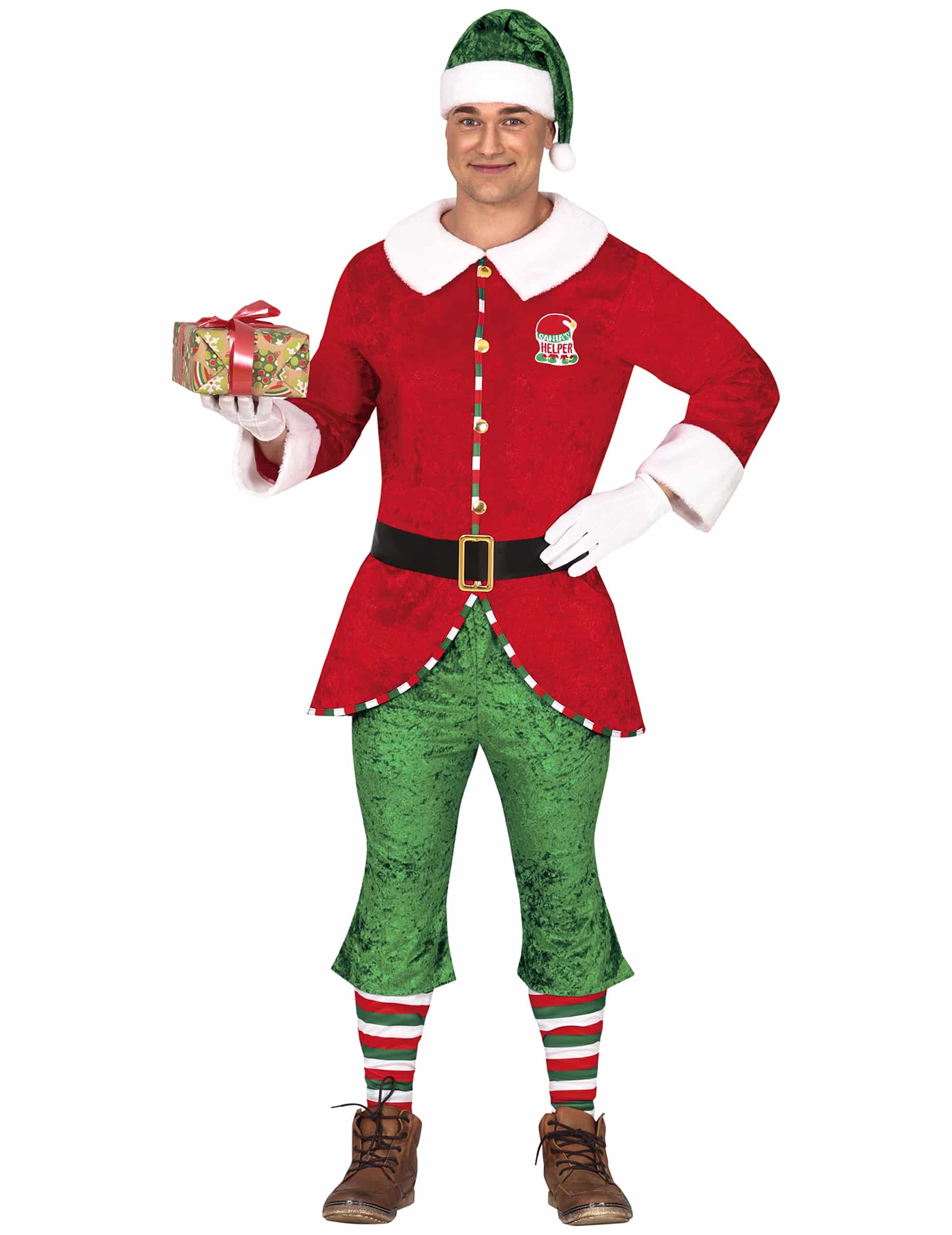 Weihnachtself Herrenkostüm Rot Grün