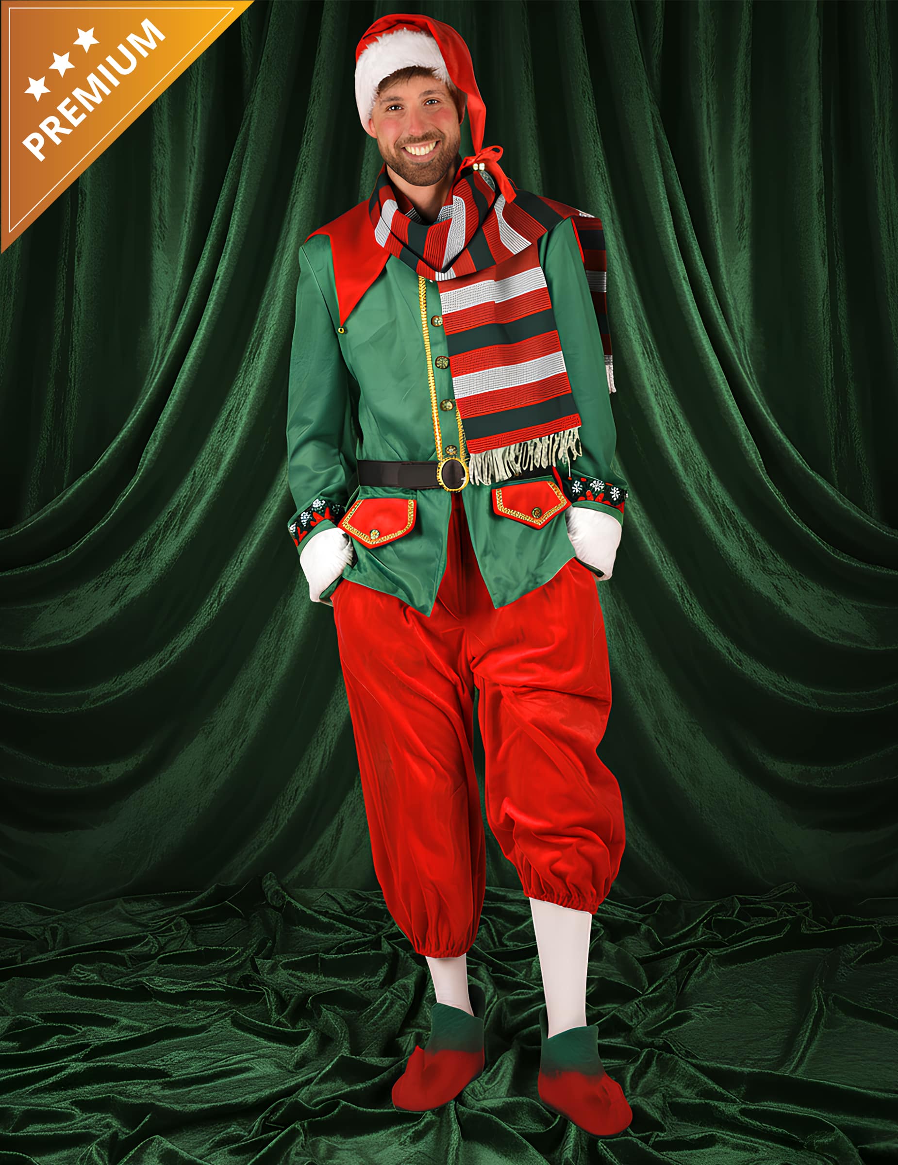 Weihnachtself Kostüm für Herren Deluxe