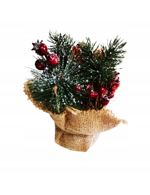 Weihnachtsgesteck mit Beeren Tannenzweige grün-braun-rot 15 x 9 cm