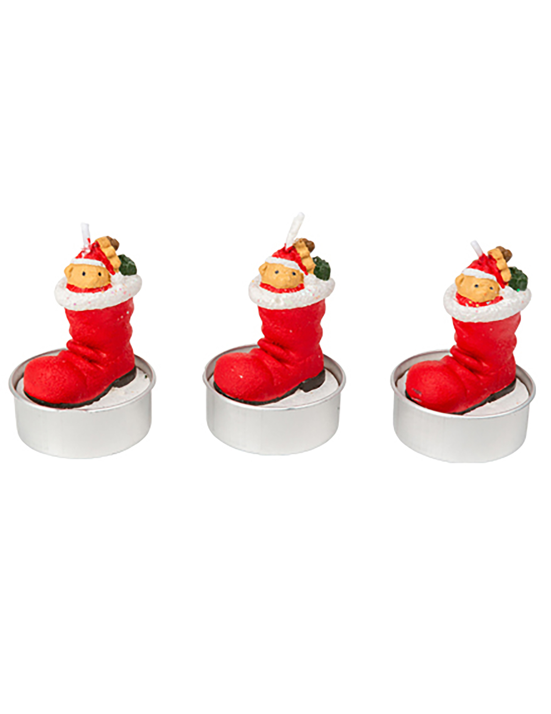 Weihnachtskerzen Stiefel Tischdeko 3 Stück bunt 5