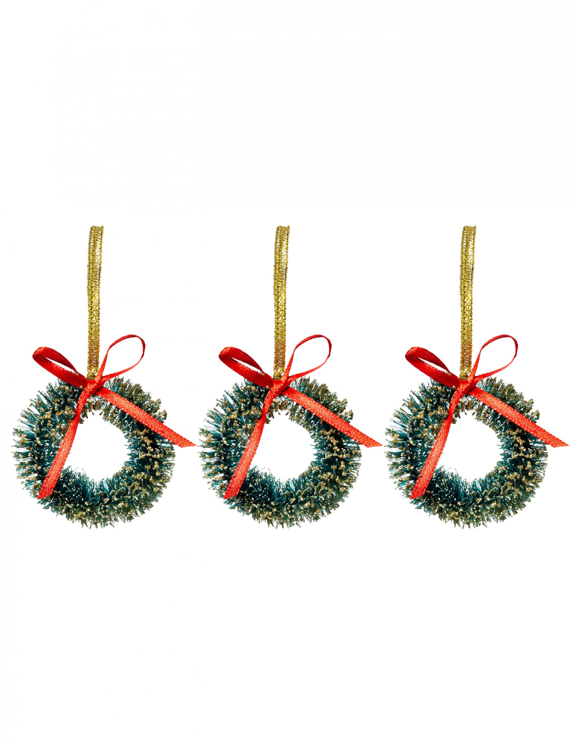 Weihnachtskranz-Christbaumschmuck 3 Stück grün-rot-gold 5 cm