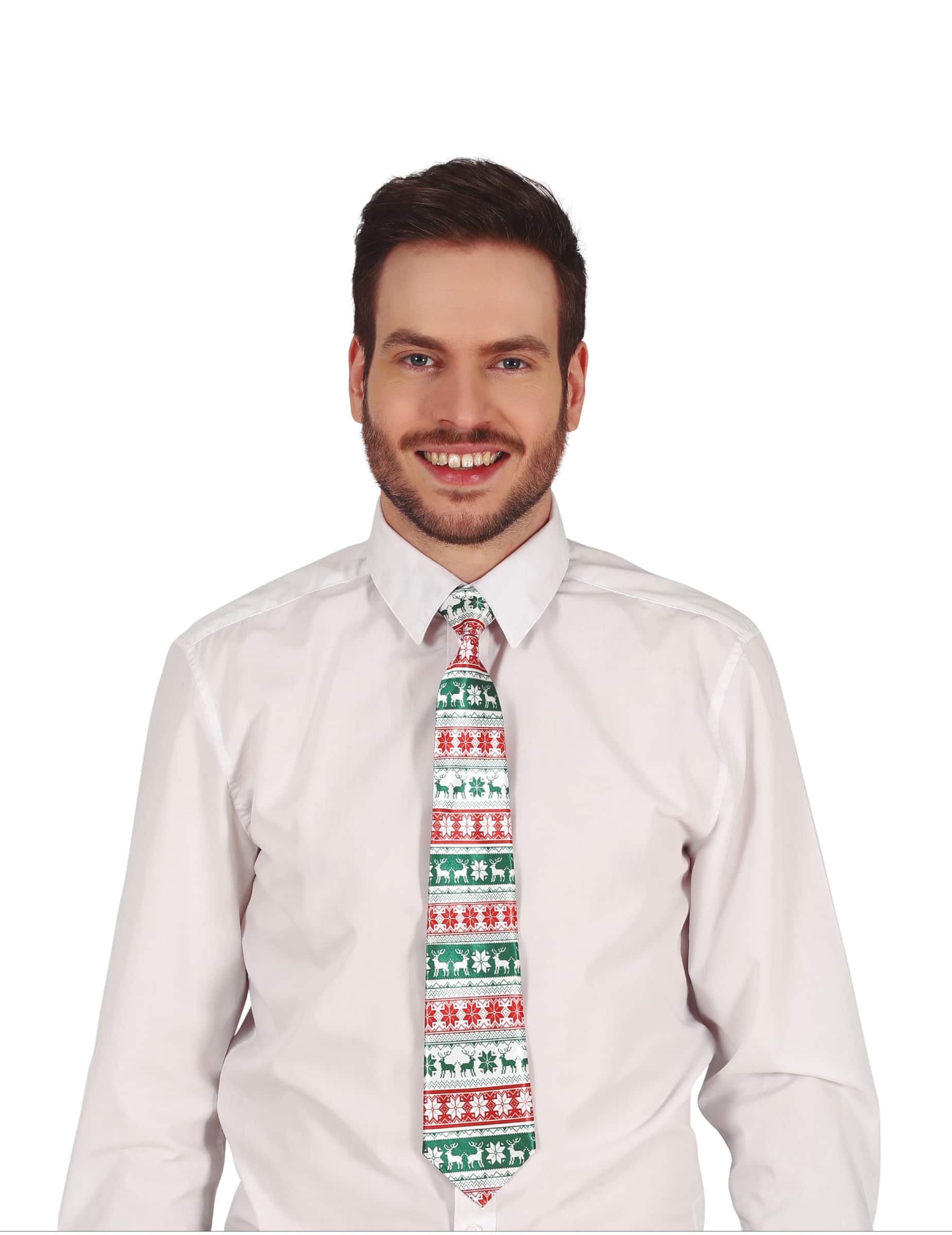 Weihnachtskrawatte für Herren Kostümaccessoire grün-weiß-rot