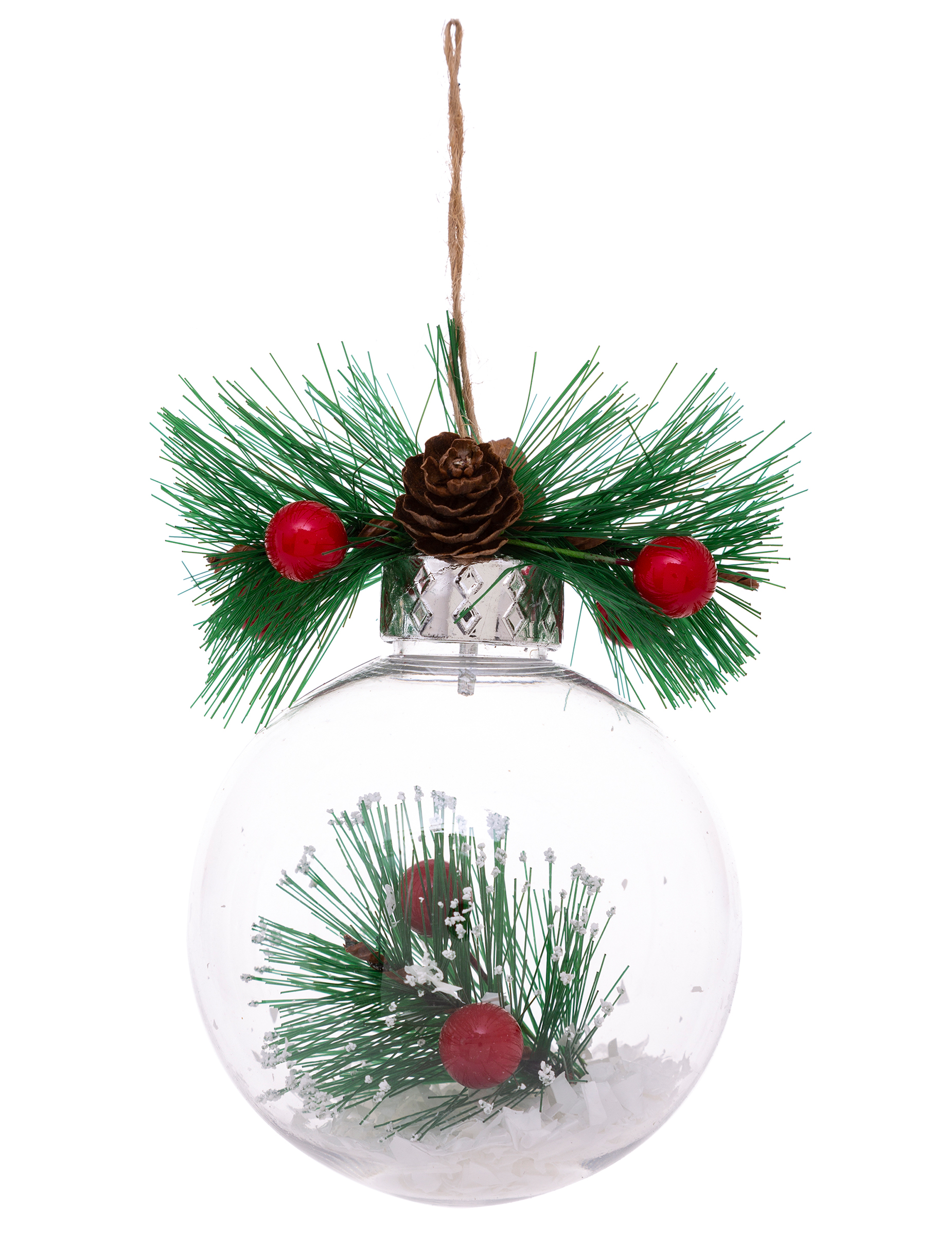 Weihnachtskugel Stechpalme Tanne bunt 8 cm