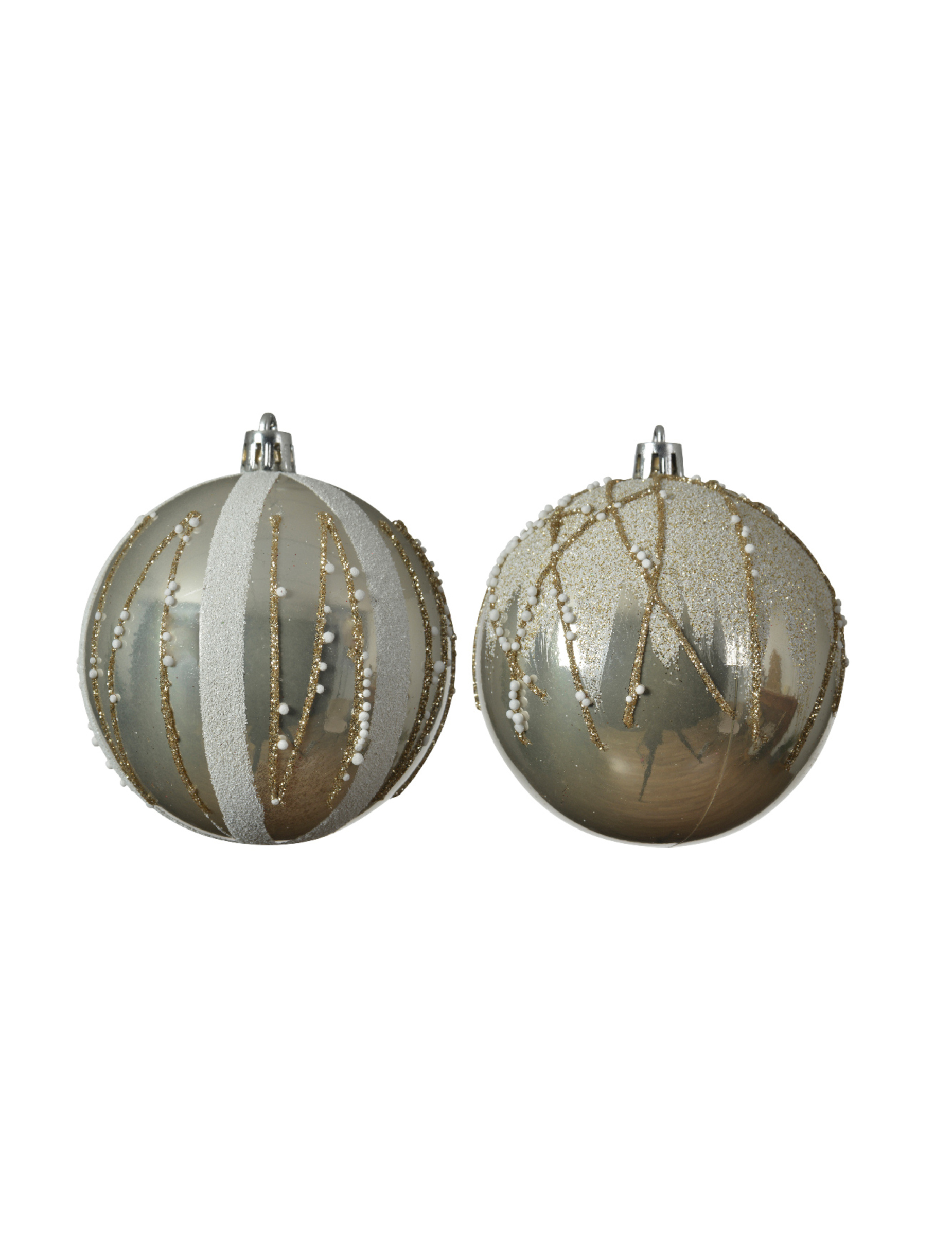 Weihnachtskugeln gold-weiß 4 Stück 8 cm