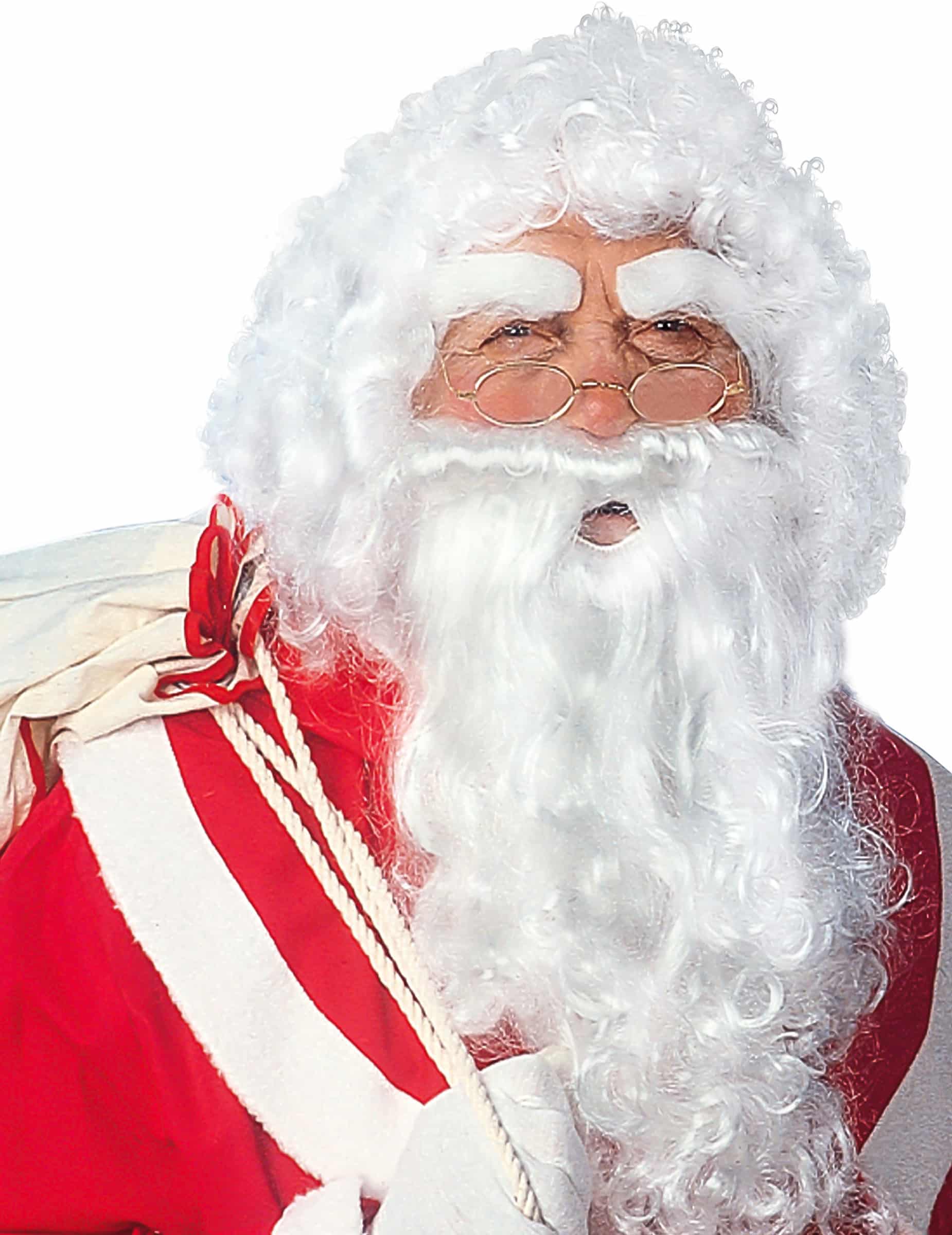 Weihnachtsmann-Accessoire-Set Bart Augenbrauen und Perücke Santa-Claus-Set weiss