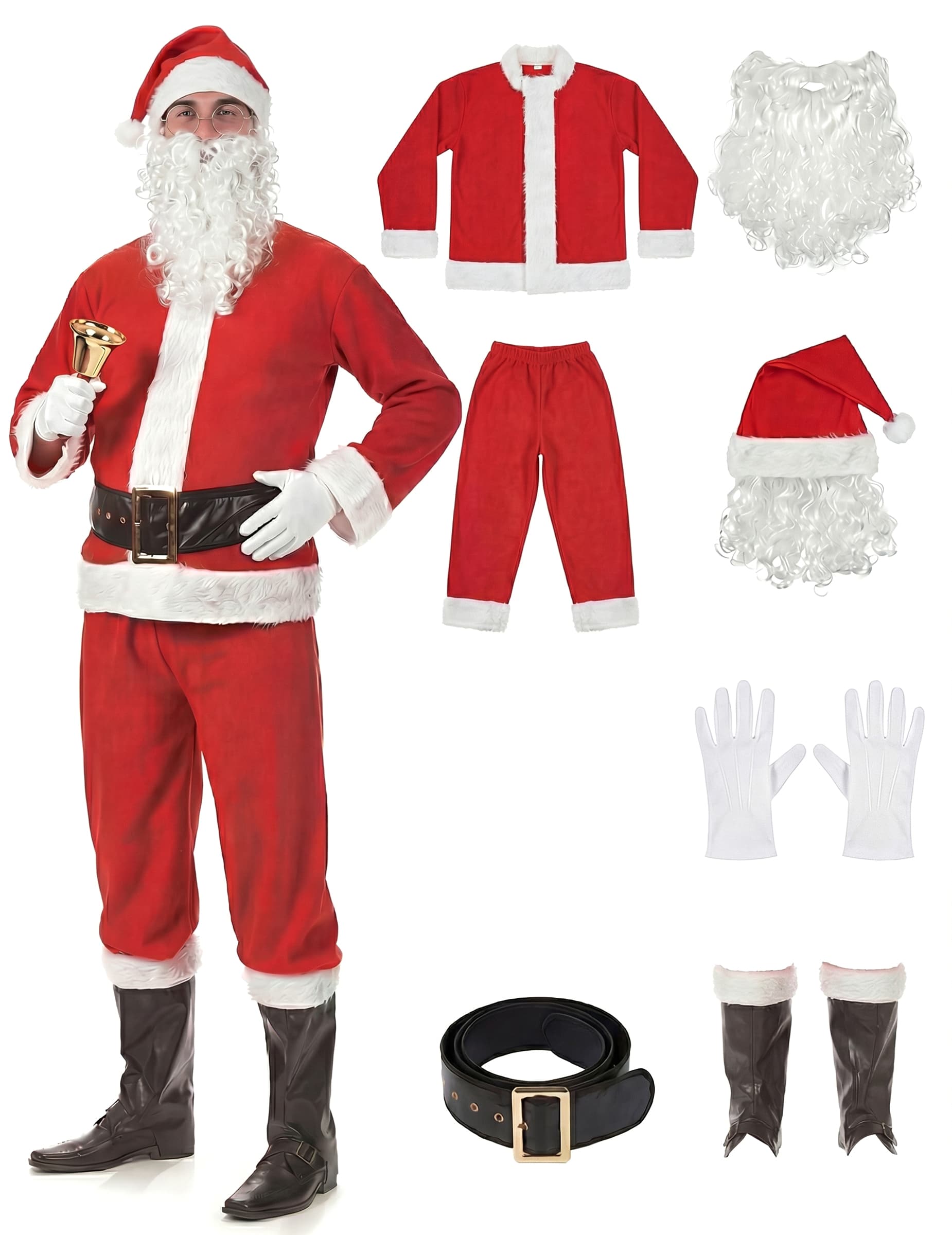 Weihnachtsmann-Kostüm Nikolaus Adventskostüm rot-weiss