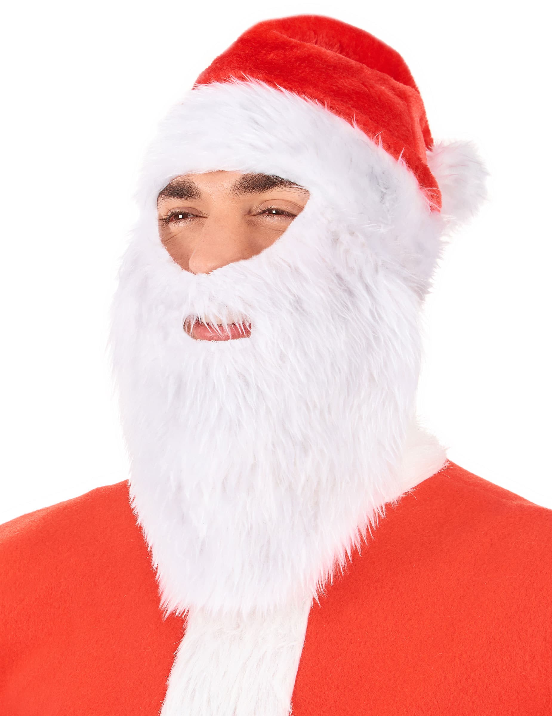 Weihnachtsmann Mütze mit Bart rot-weiss