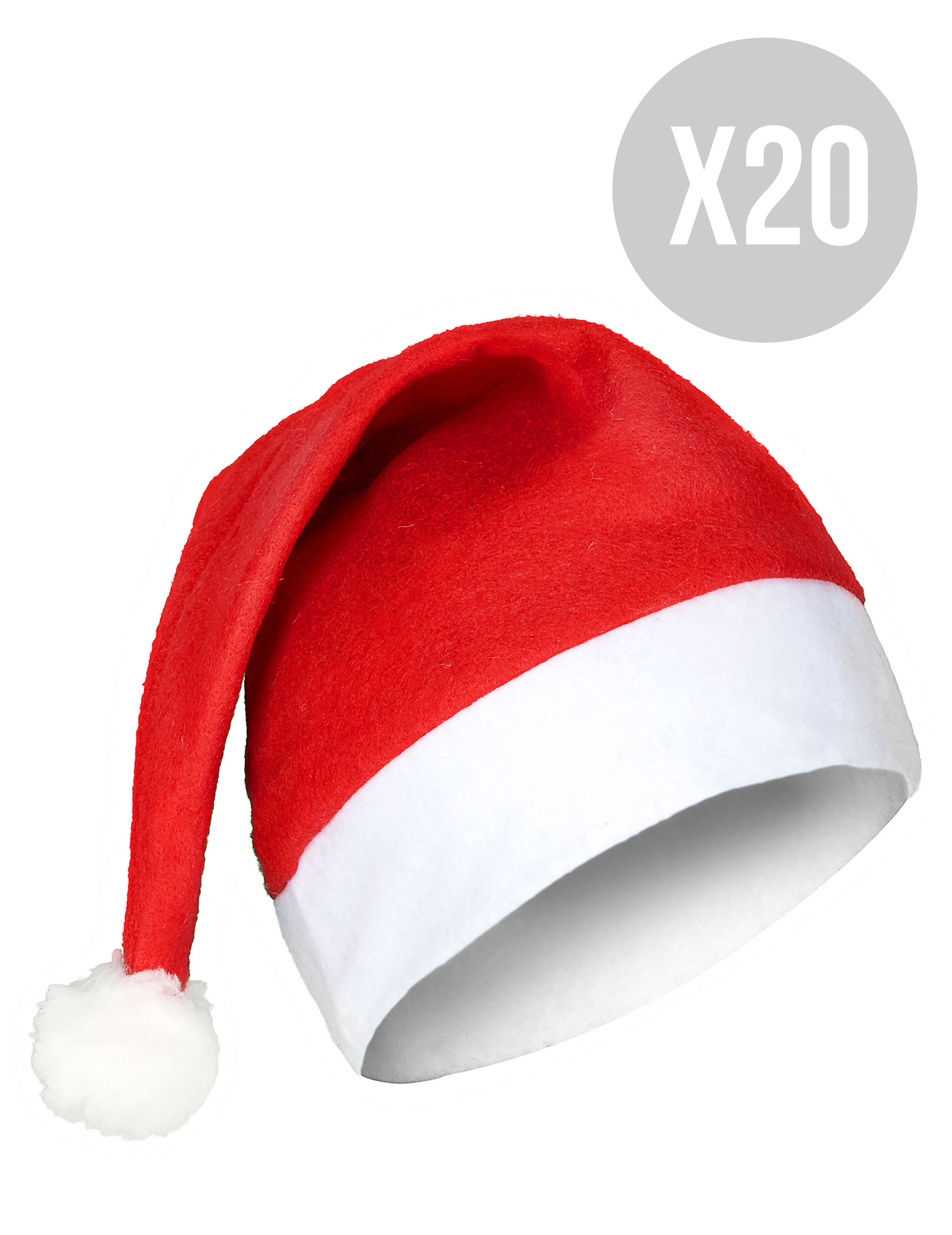 Weihnachtsmann-Mützenset für Erwachsene 20 Stück rot-weiss