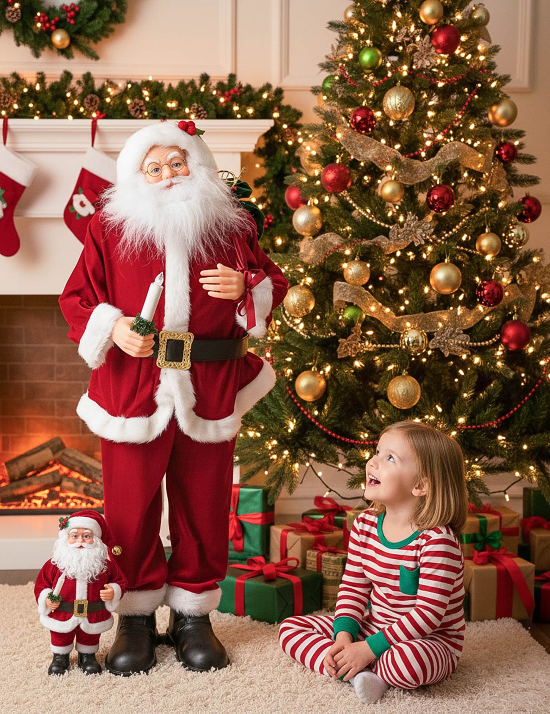 Weihnachtsmann Musikalisch Beweglich Dekofigur 90 cm