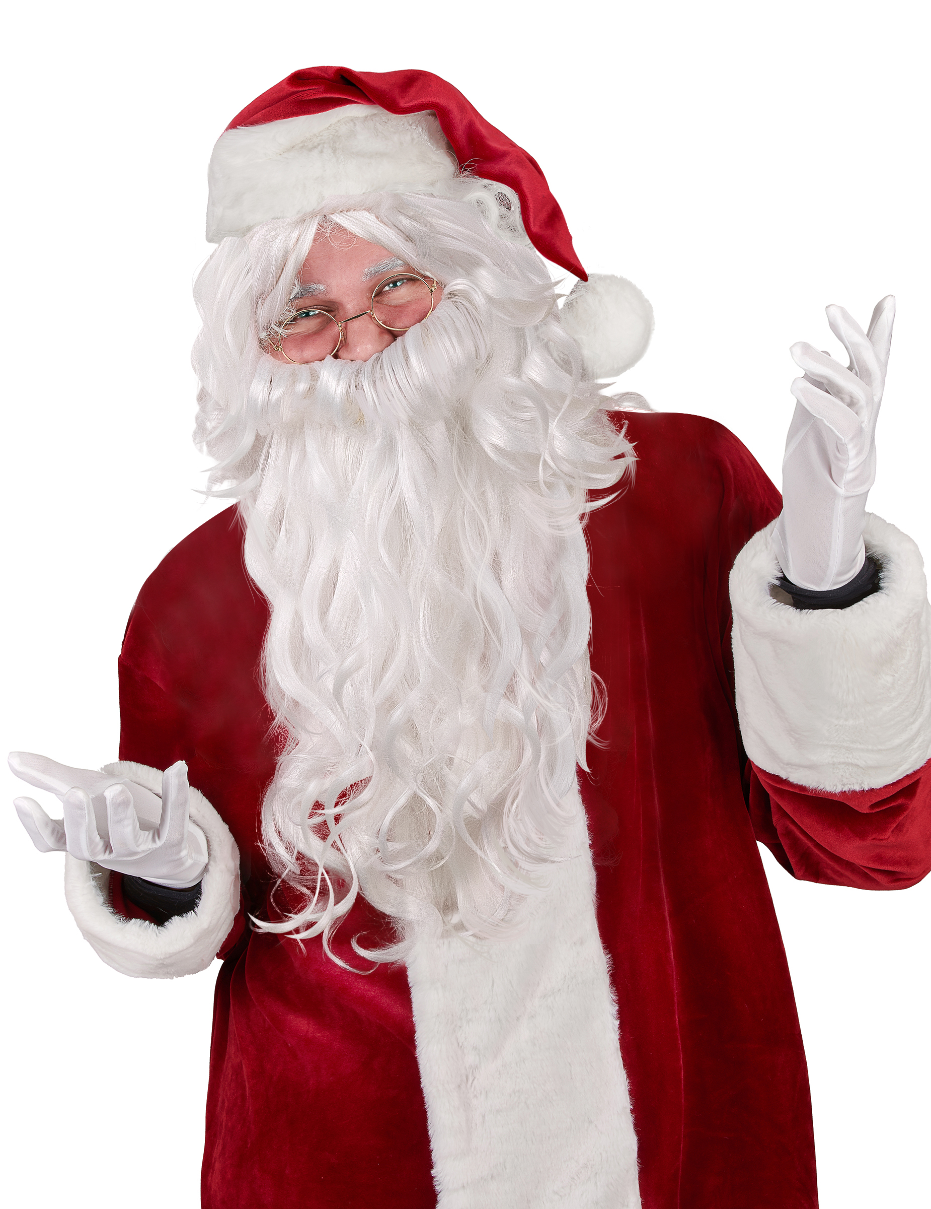 Weihnachtsmann-Perücke mit Bart für Erwachsene weiss