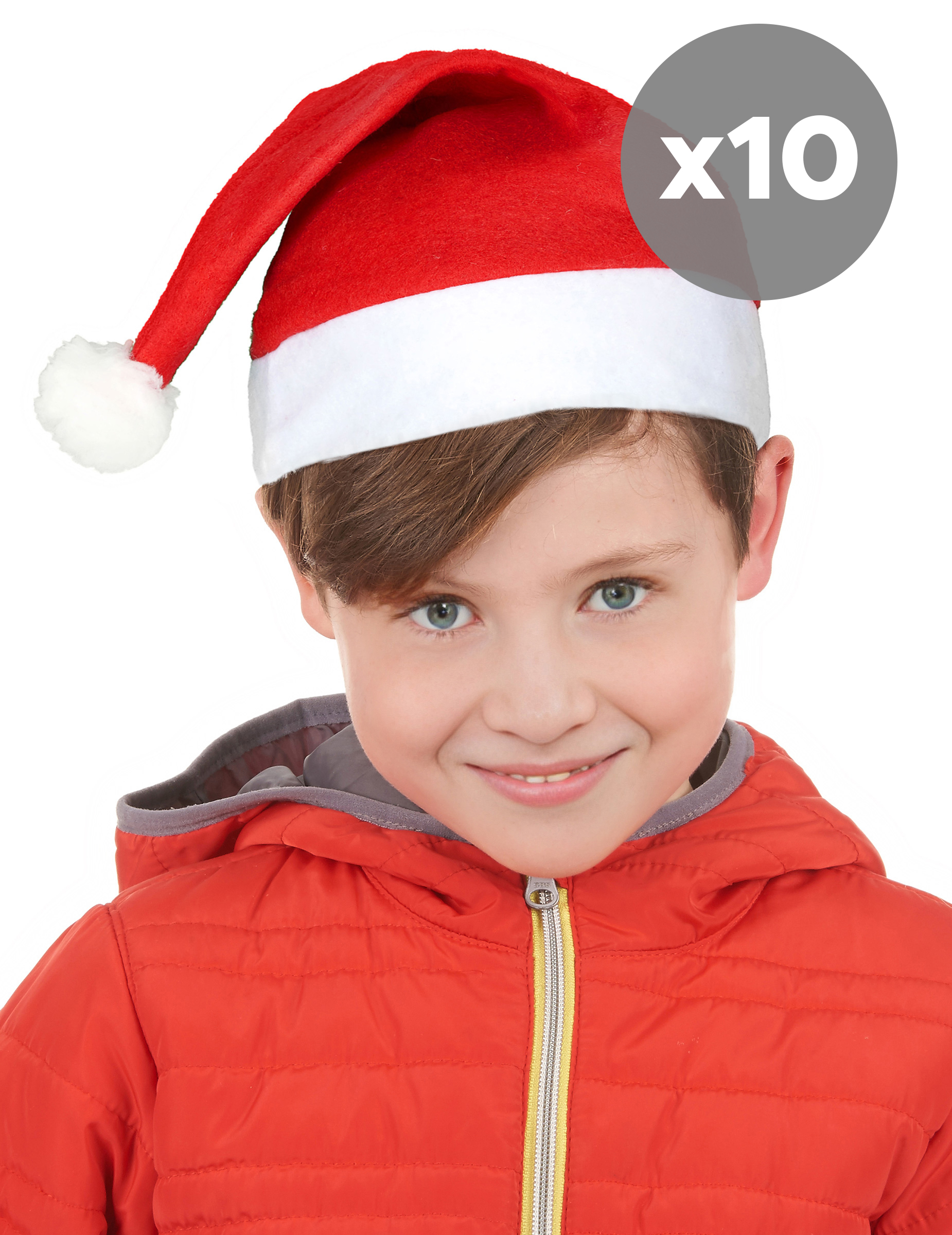 Weihnachtsmannmützen-Set für Kinder rot-weiss 32cm
