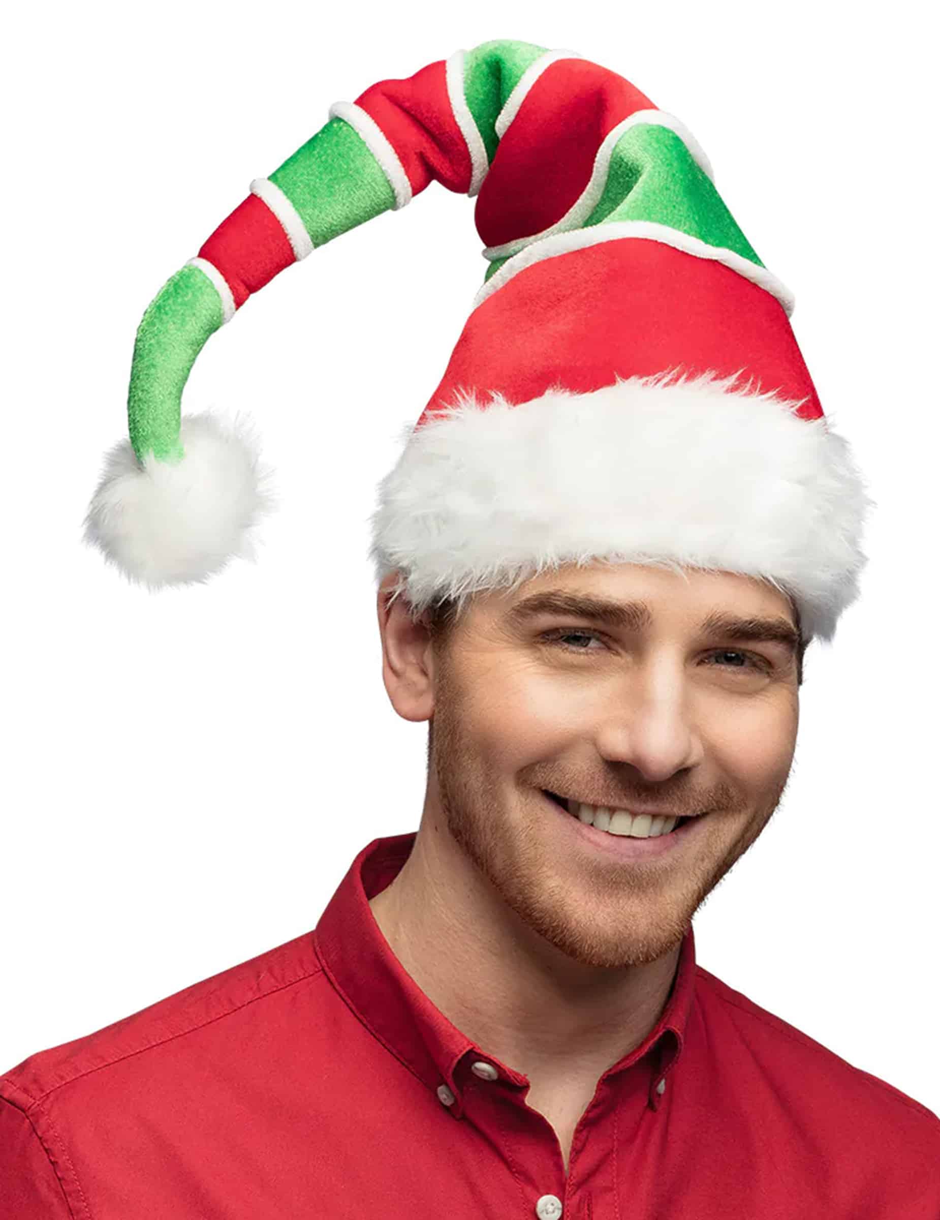 Weihnachtsmütze Gestreift für Erwachsene rot grün