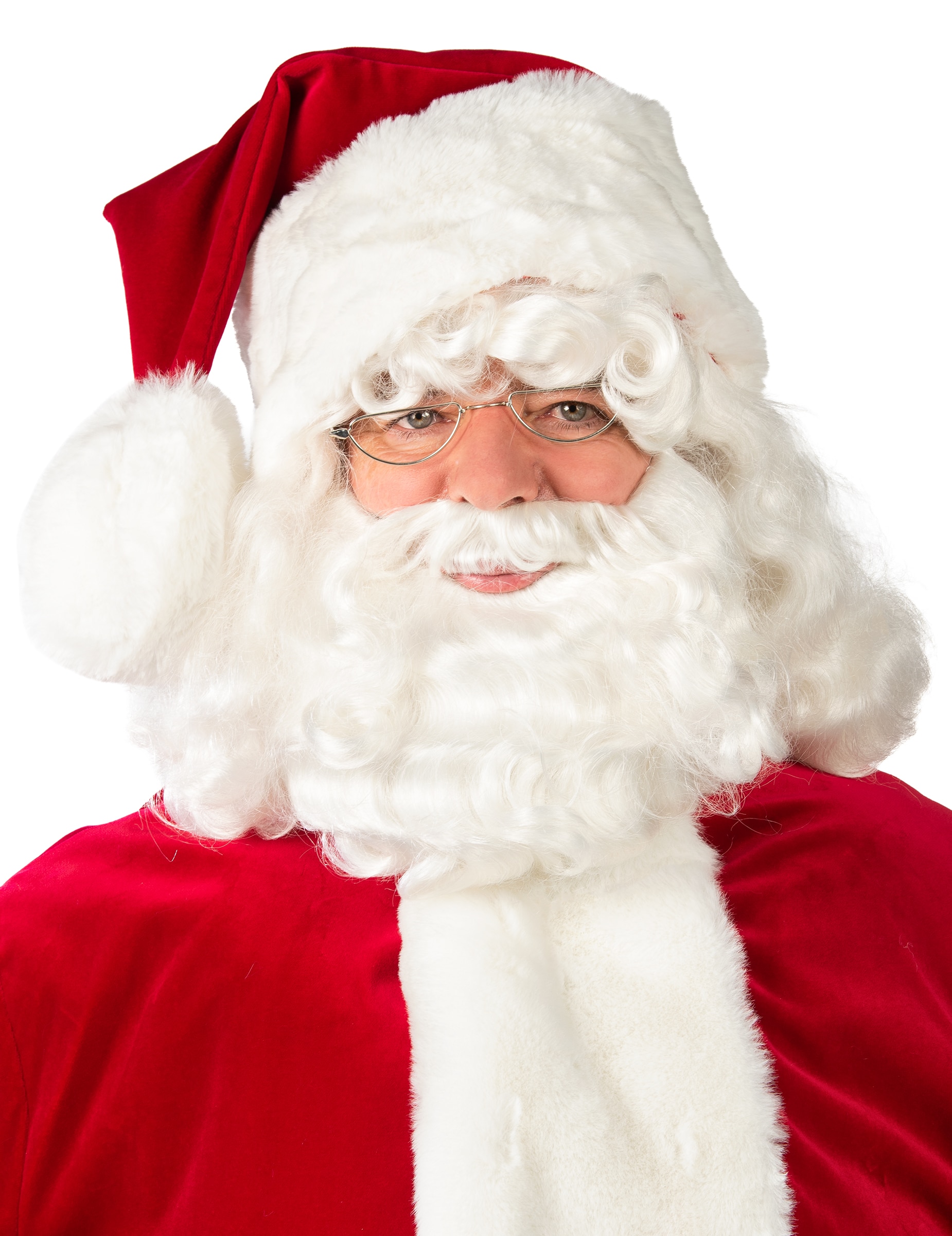 Weihnachtsmütze Plüsch Deluxe für Erwachsene rot-weiß