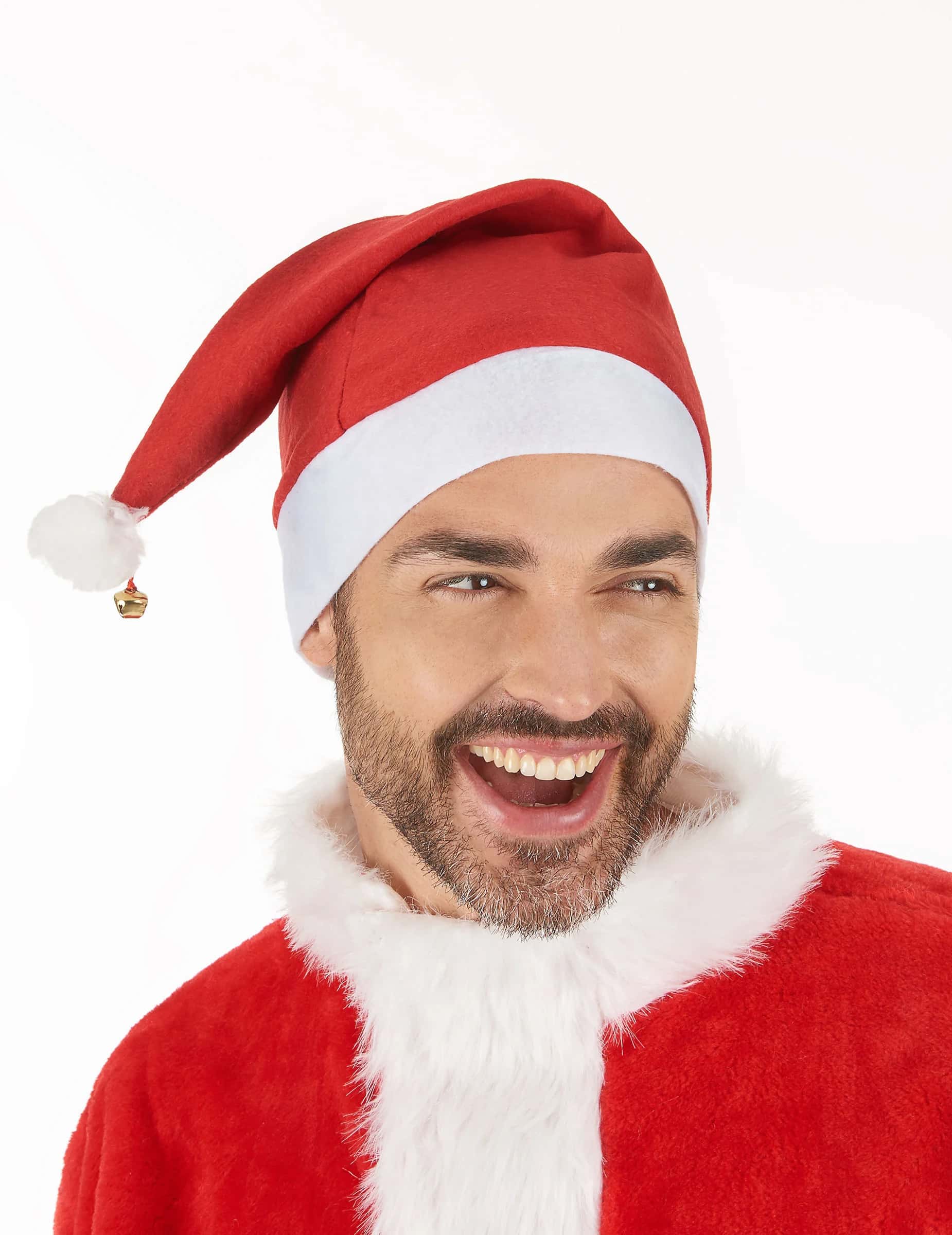Weihnachtsmütze mit Glöckchen rot-weiss