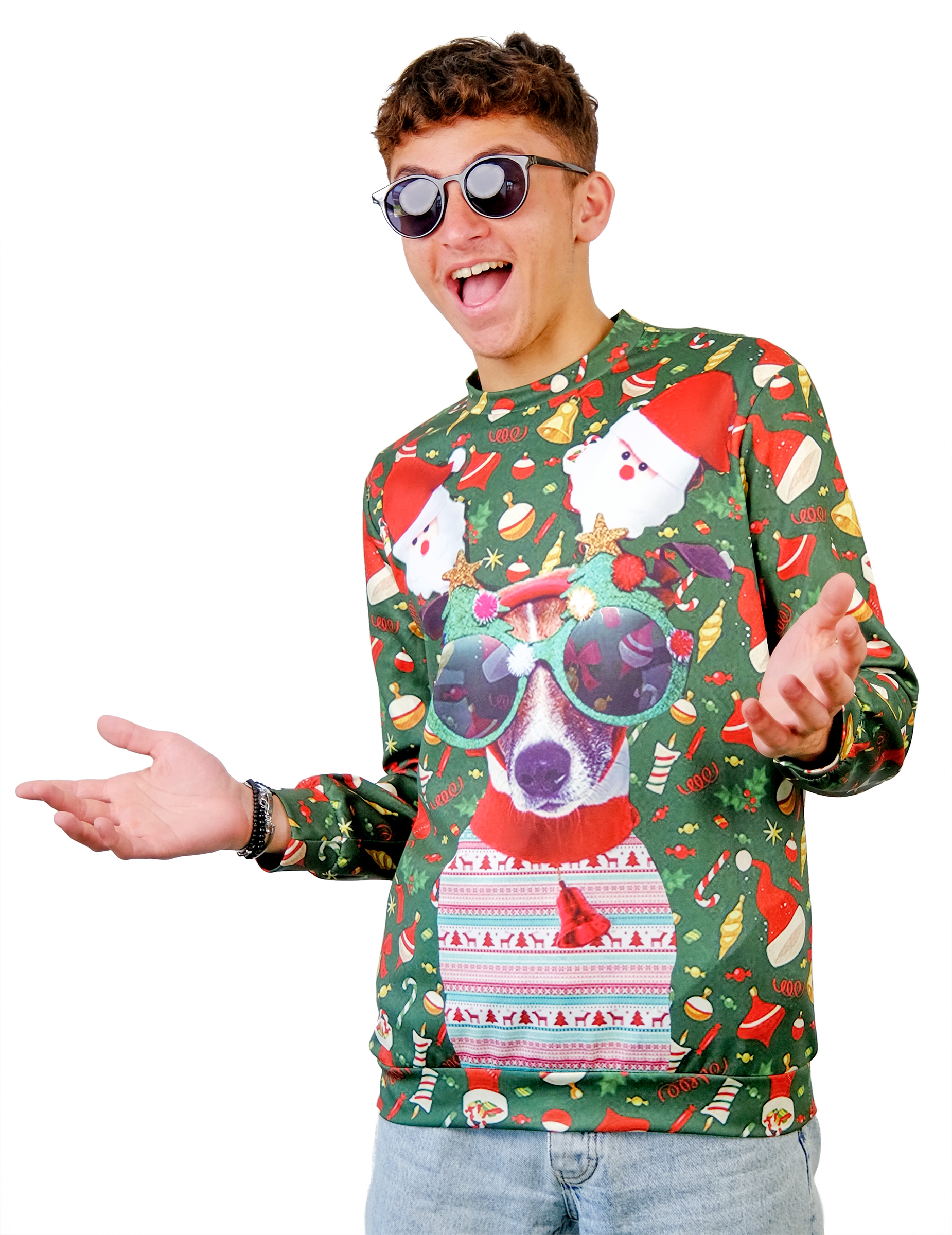 Weihnachtspullover Motiv Basic für Damen Grün